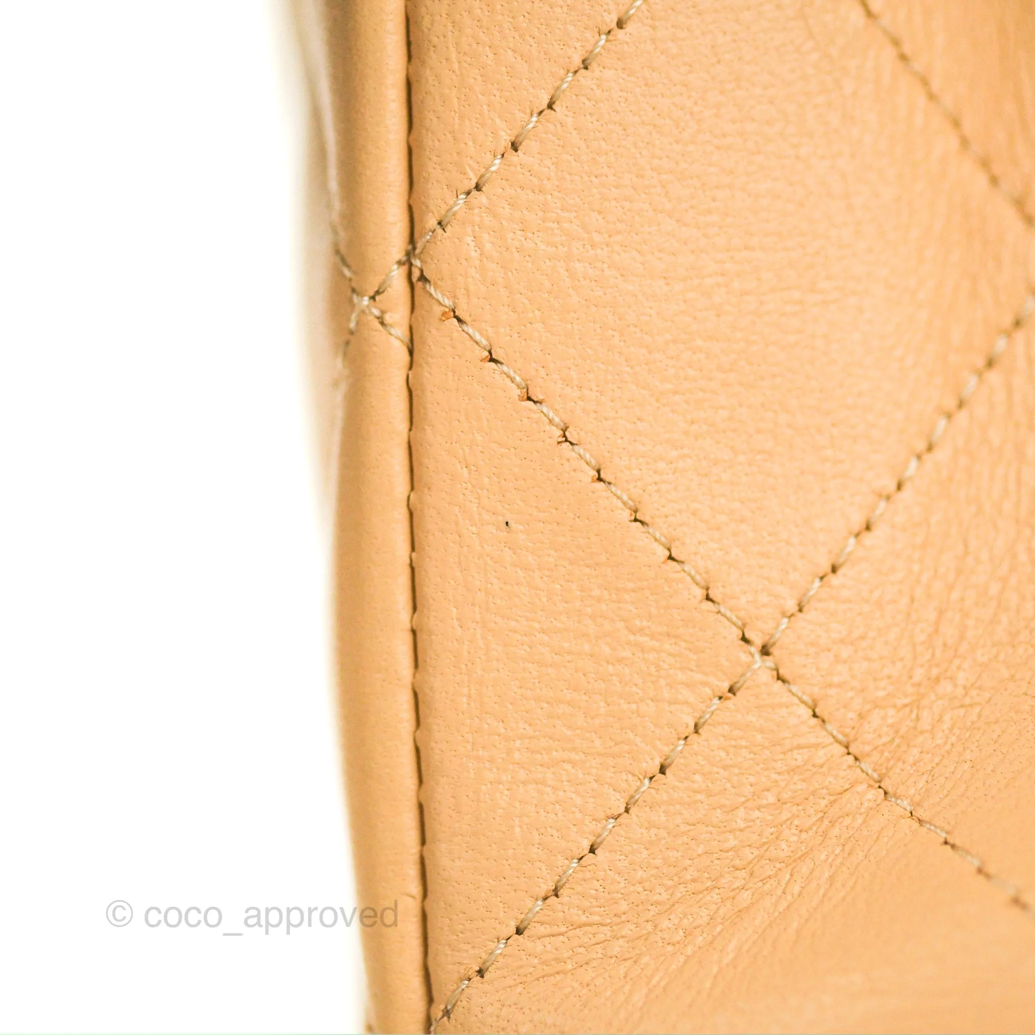 Chanel Classic M/L Medium Flap Quilted Beige Lambskin Gold Hardware