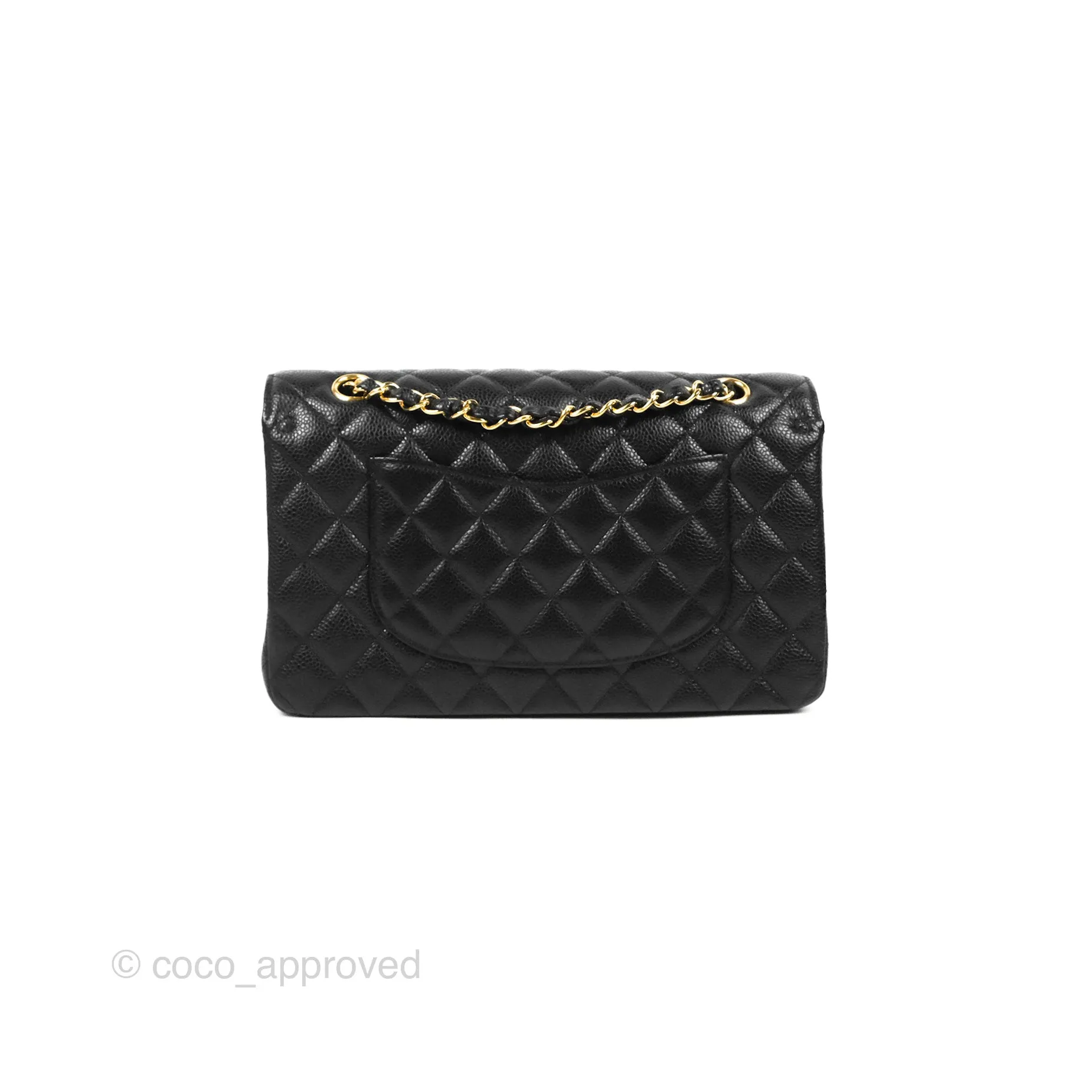Chanel Classic M/L Medium Flap Quilted Black Caviar Gold Hardware