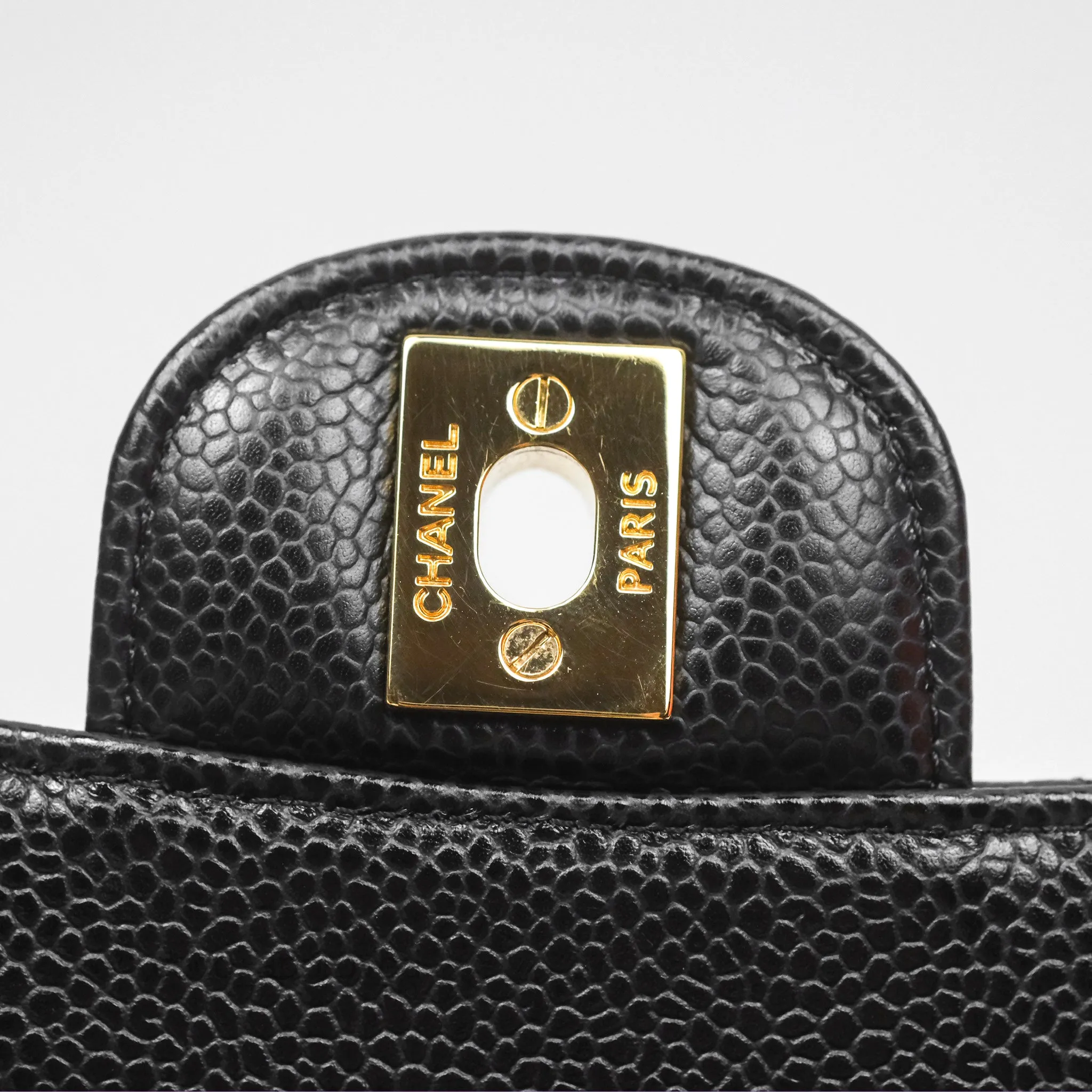 Chanel Classic M/L Medium Flap Quilted Black Caviar Gold Hardware