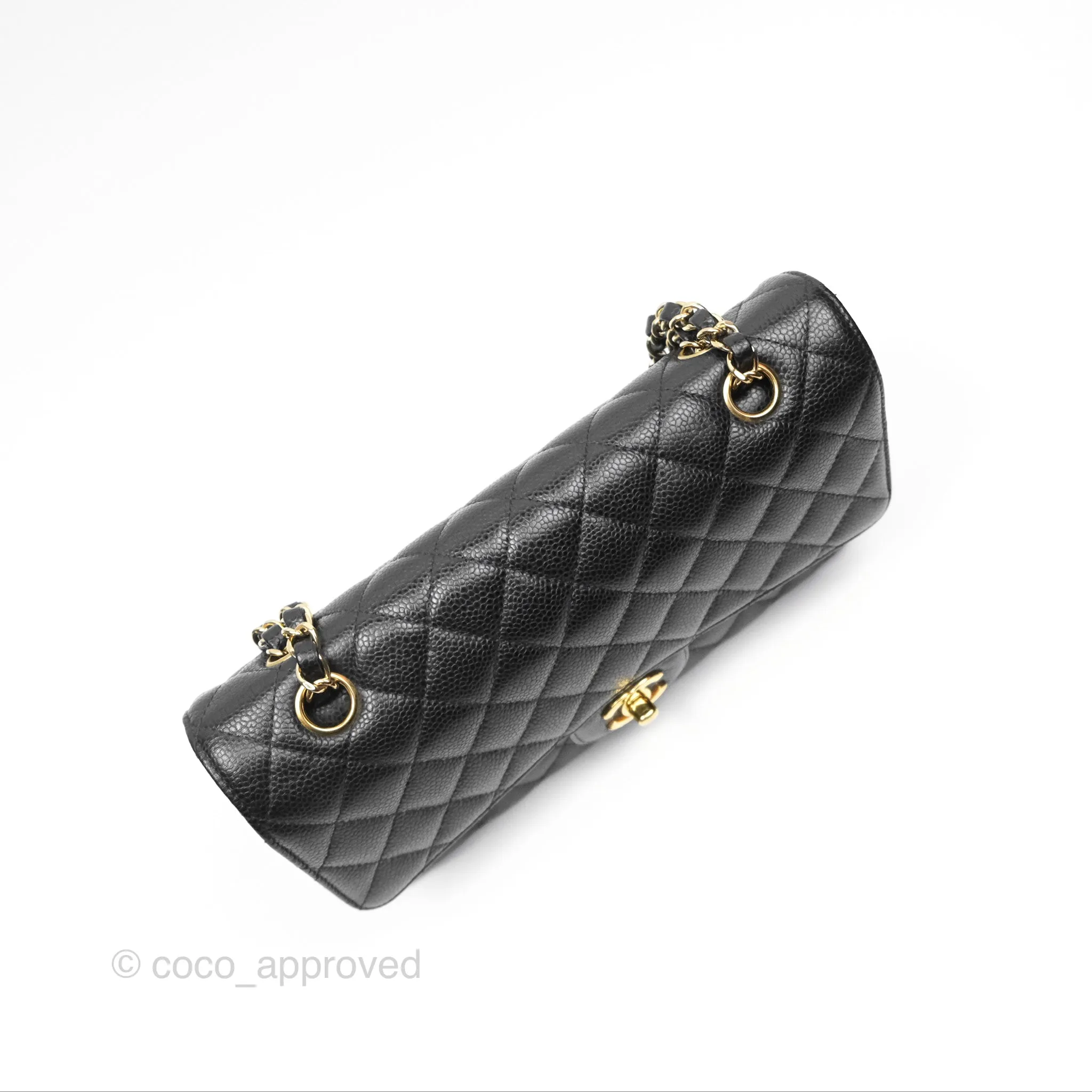 Chanel Classic M/L Medium Flap Quilted Black Caviar Gold Hardware