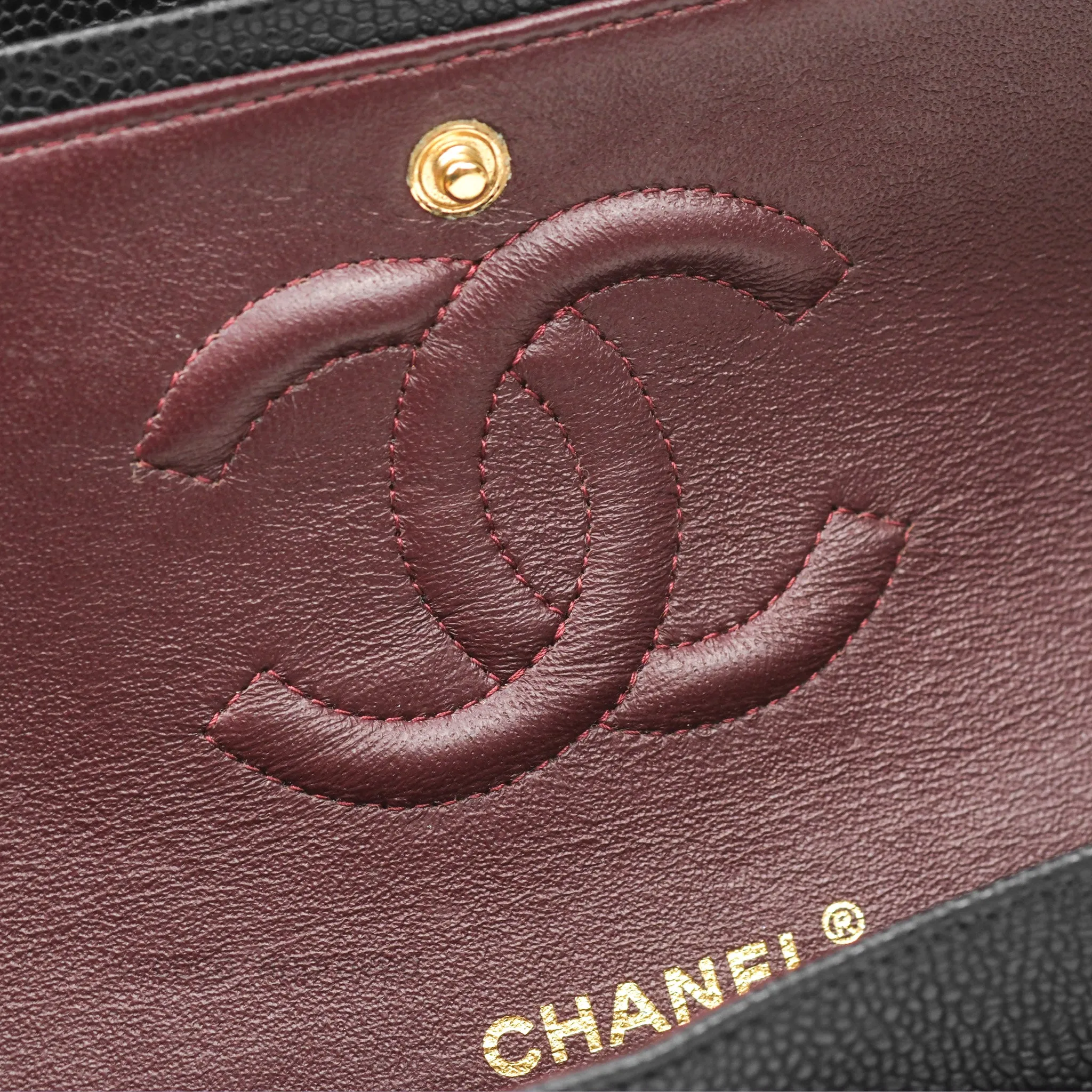 Chanel Classic M/L Medium Flap Quilted Black Caviar Gold Hardware