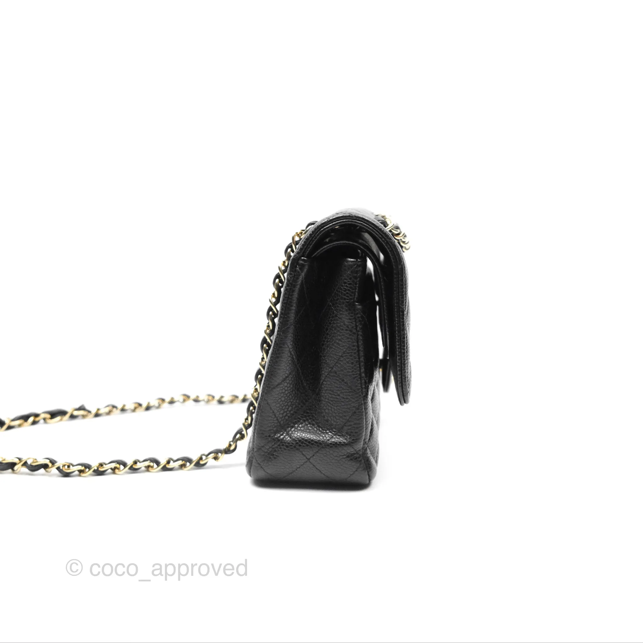 Chanel Classic M/L Medium Flap Quilted Black Caviar Gold Hardware