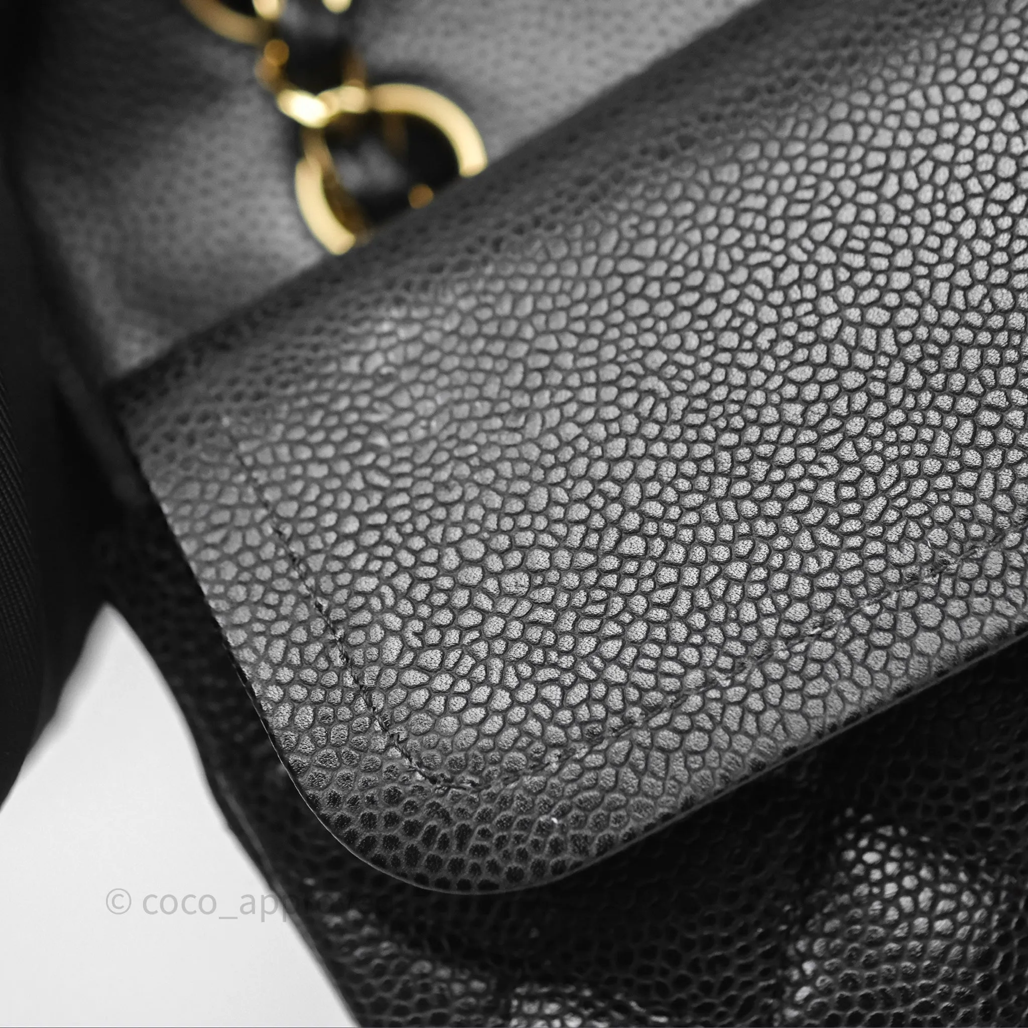 Chanel Classic M/L Medium Flap Quilted Black Caviar Gold Hardware