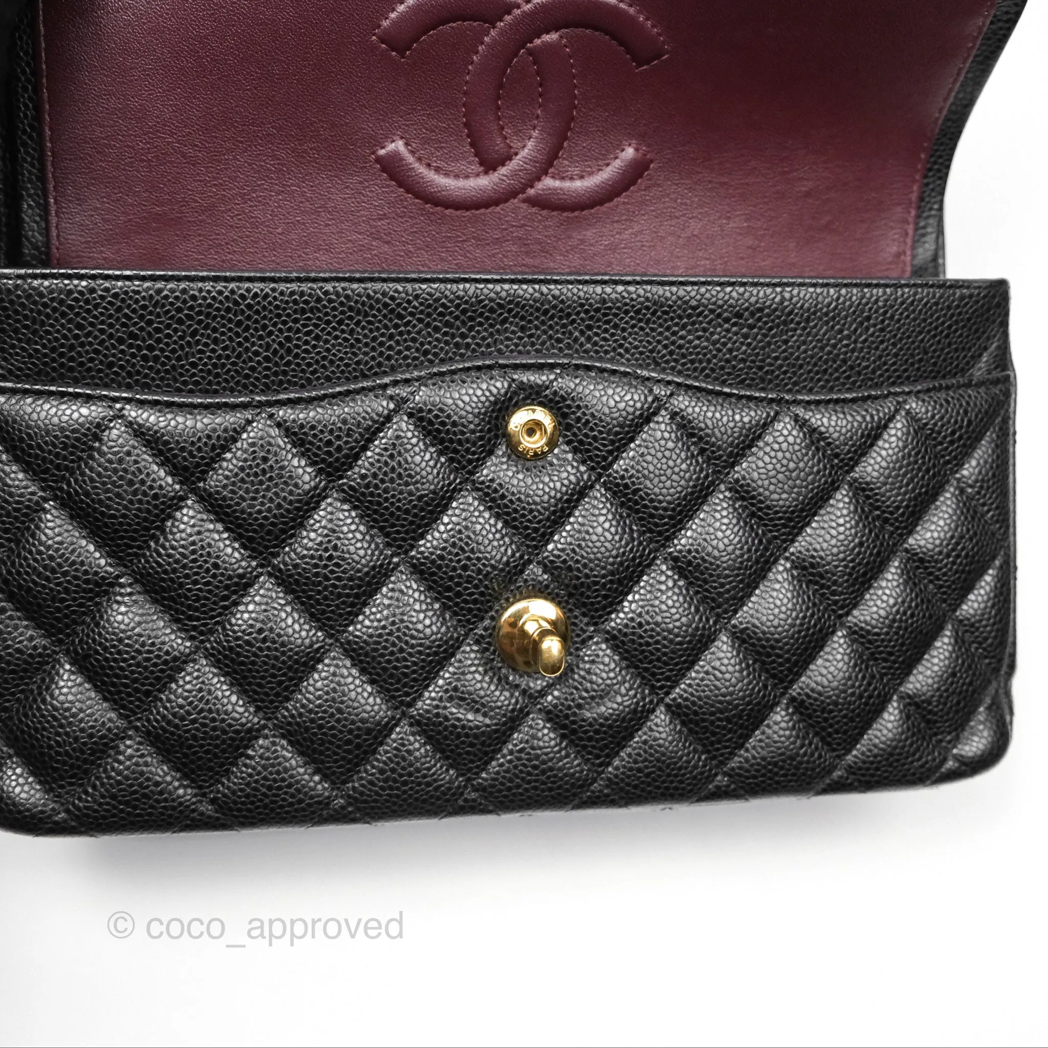 Chanel Classic M/L Medium Flap Quilted Black Caviar Gold Hardware