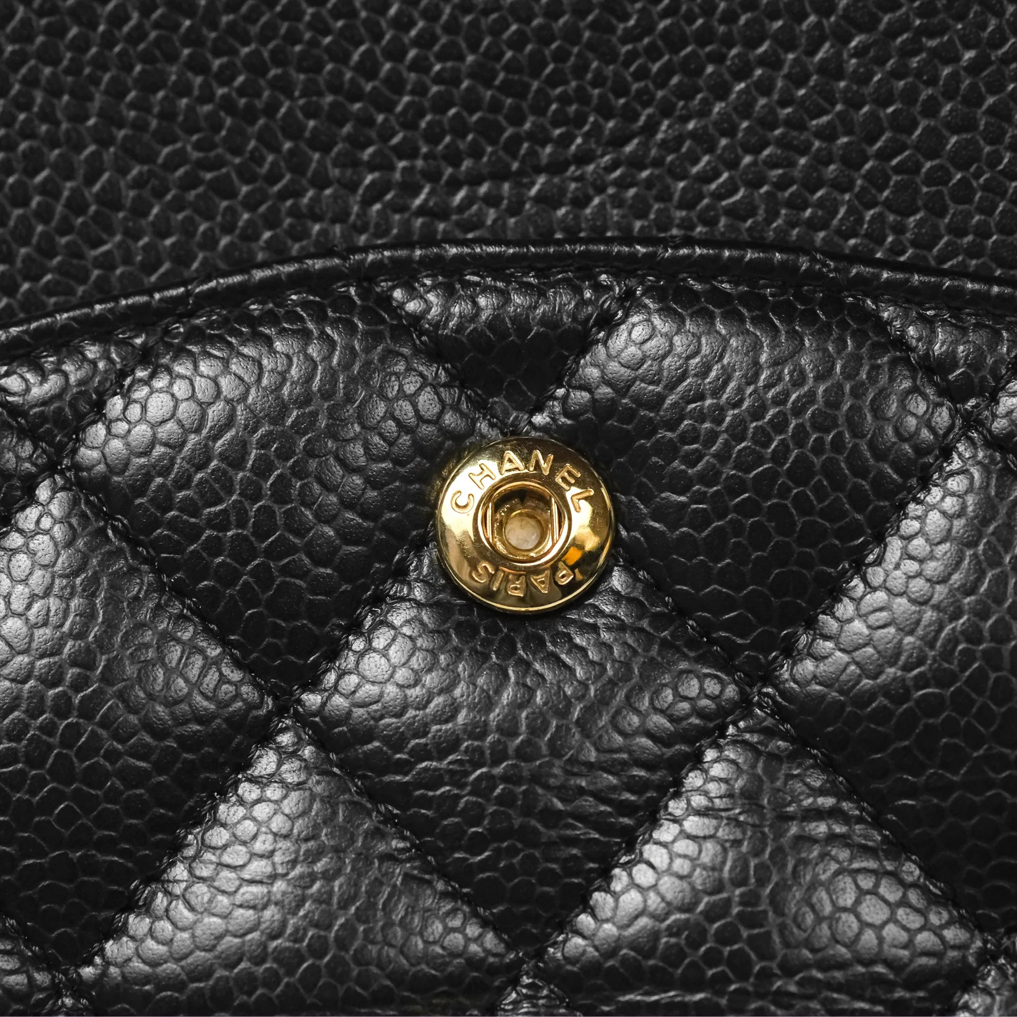 Chanel Classic M/L Medium Flap Quilted Black Caviar Gold Hardware