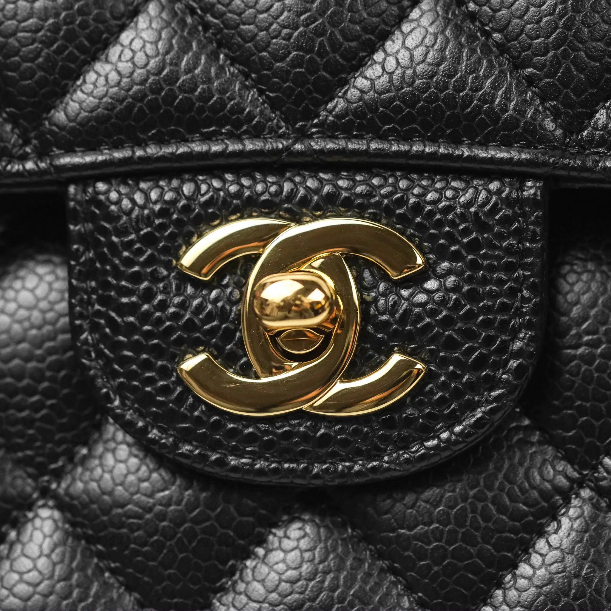 Chanel Classic M/L Medium Flap Quilted Black Caviar Gold Hardware