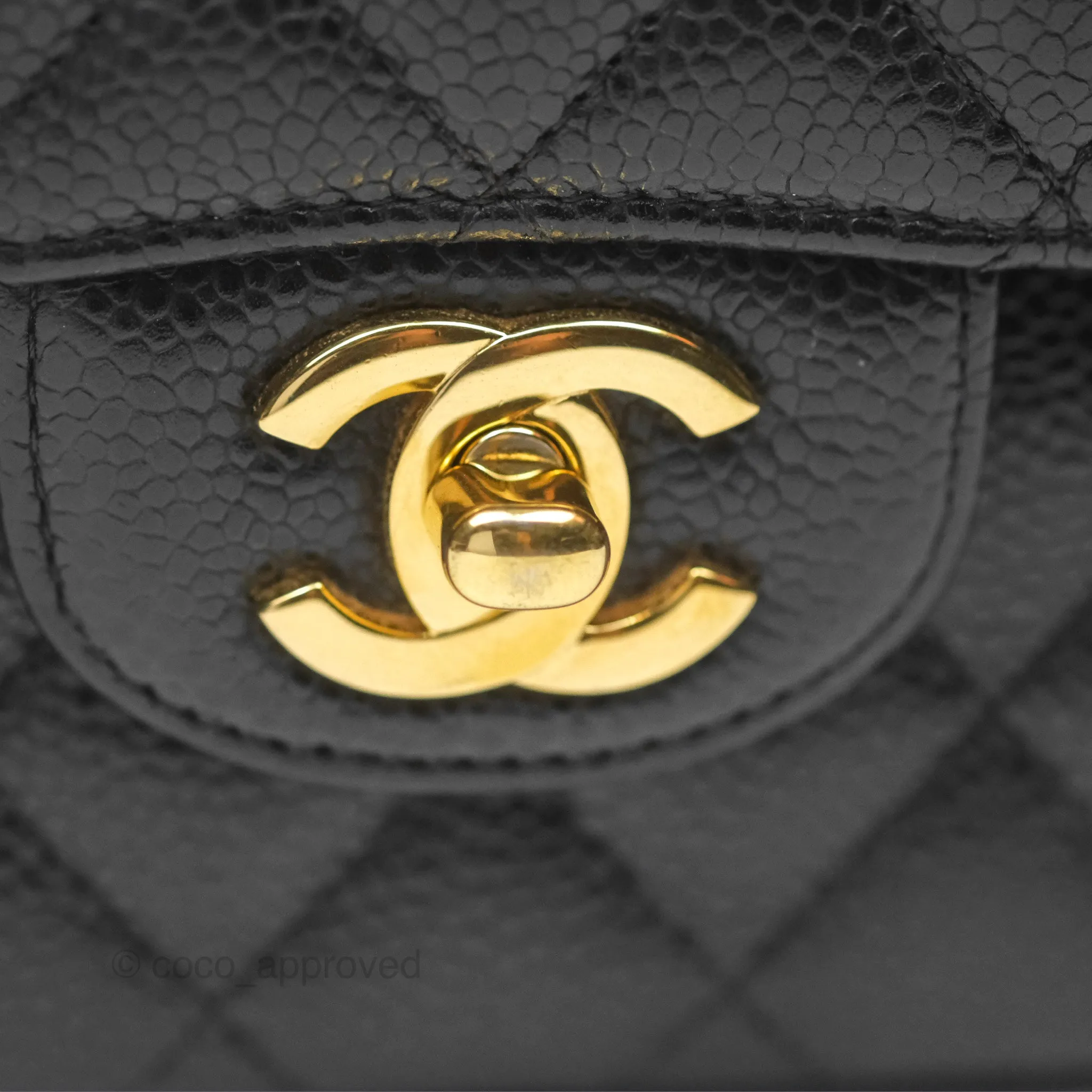 Chanel Classic M/L Medium Flap Quilted Black Caviar Gold Hardware