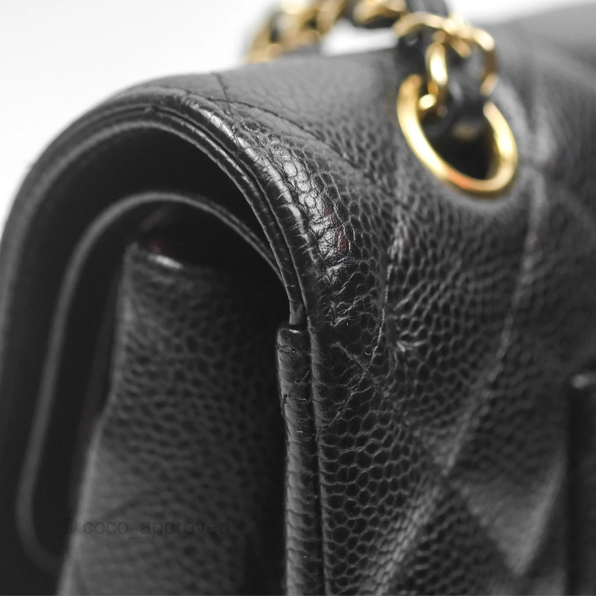 Chanel Classic M/L Medium Flap Quilted Black Caviar Gold Hardware