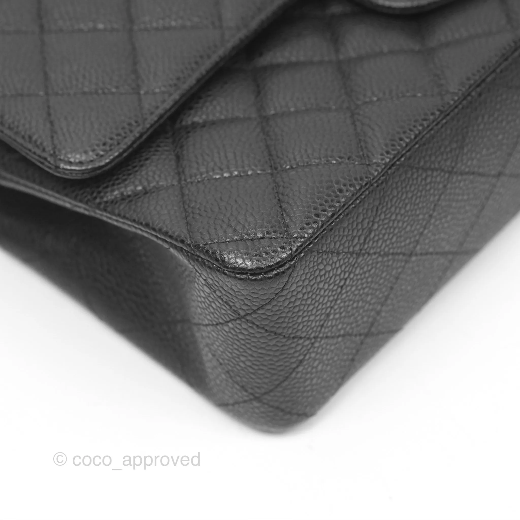 Chanel Classic M/L Medium Flap Quilted Black Caviar Gold Hardware