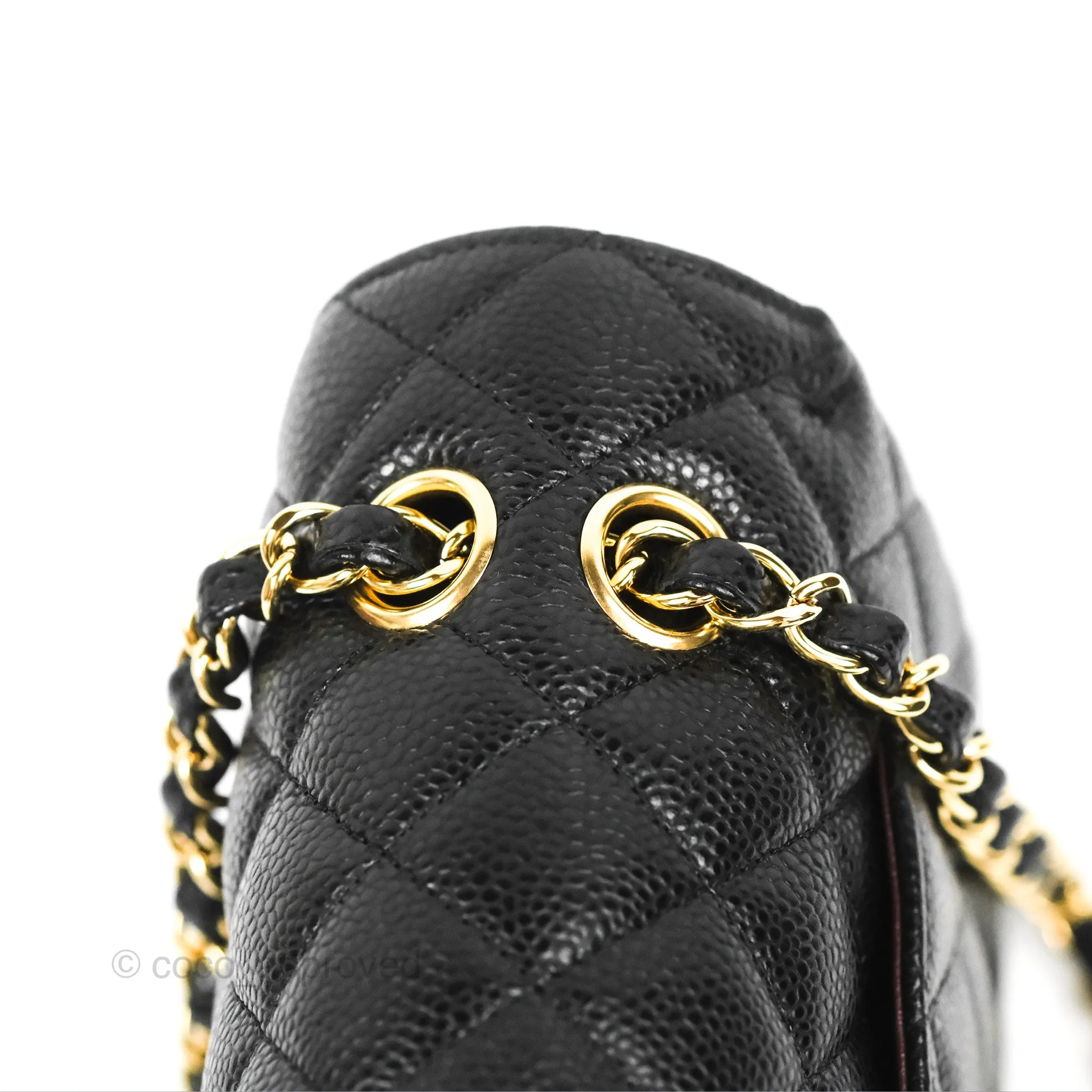 Chanel Classic M/L Medium Flap Quilted Black Caviar Gold Hardware