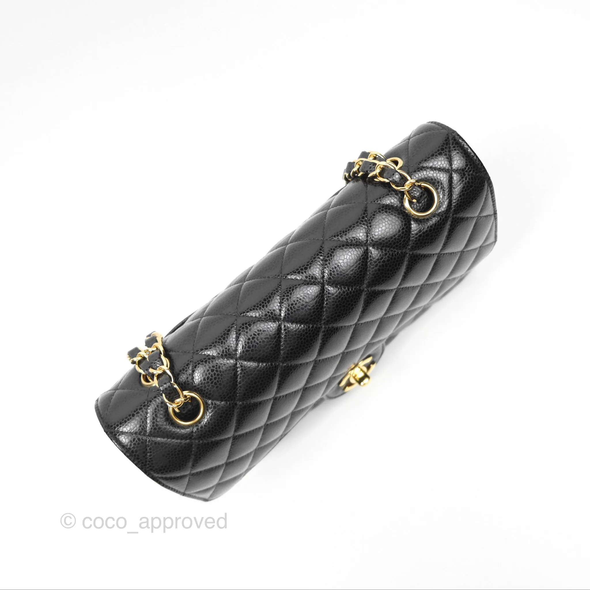 Chanel Classic M/L Medium Flap Quilted Black Caviar Gold Hardware