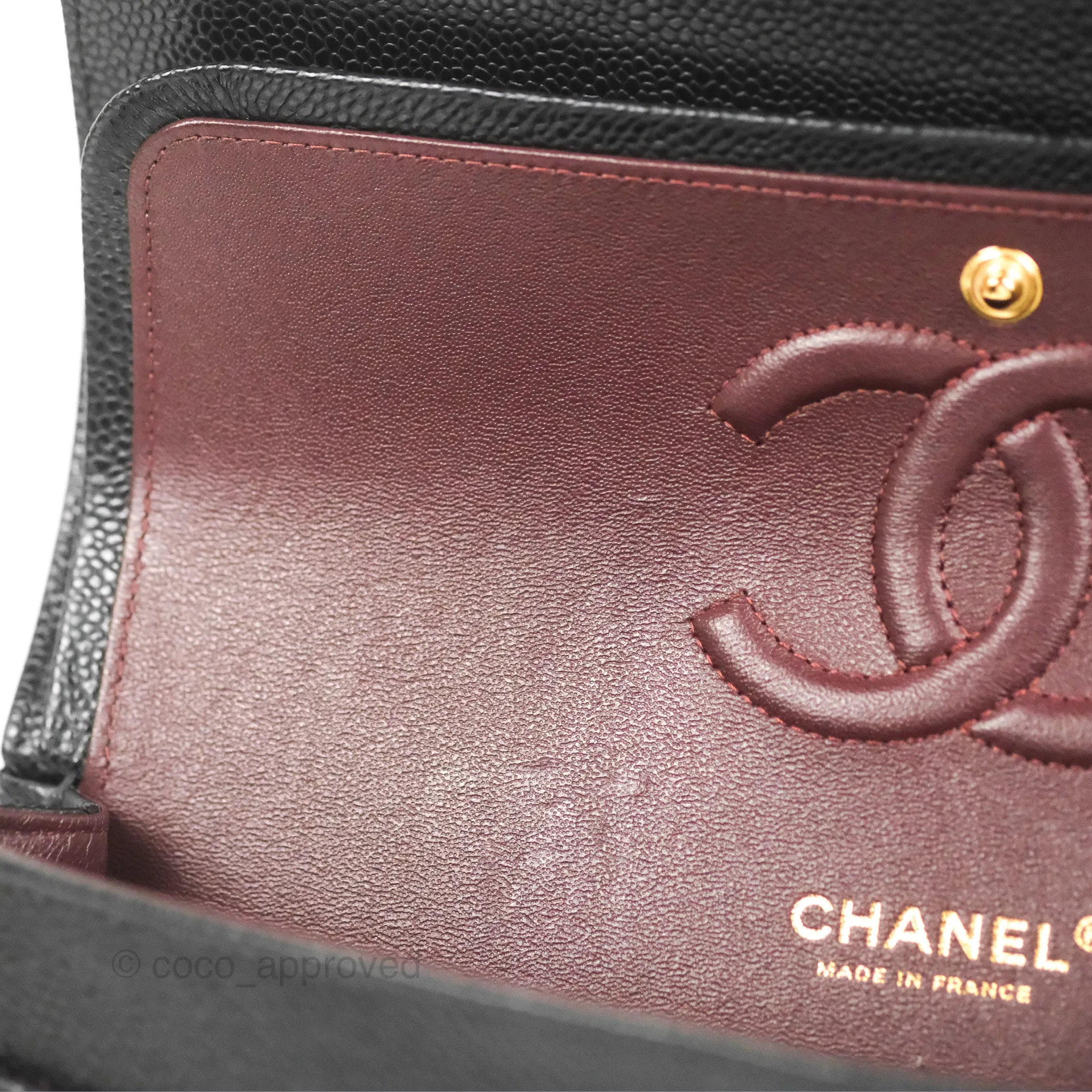 Chanel Classic M/L Medium Flap Quilted Black Caviar Gold Hardware