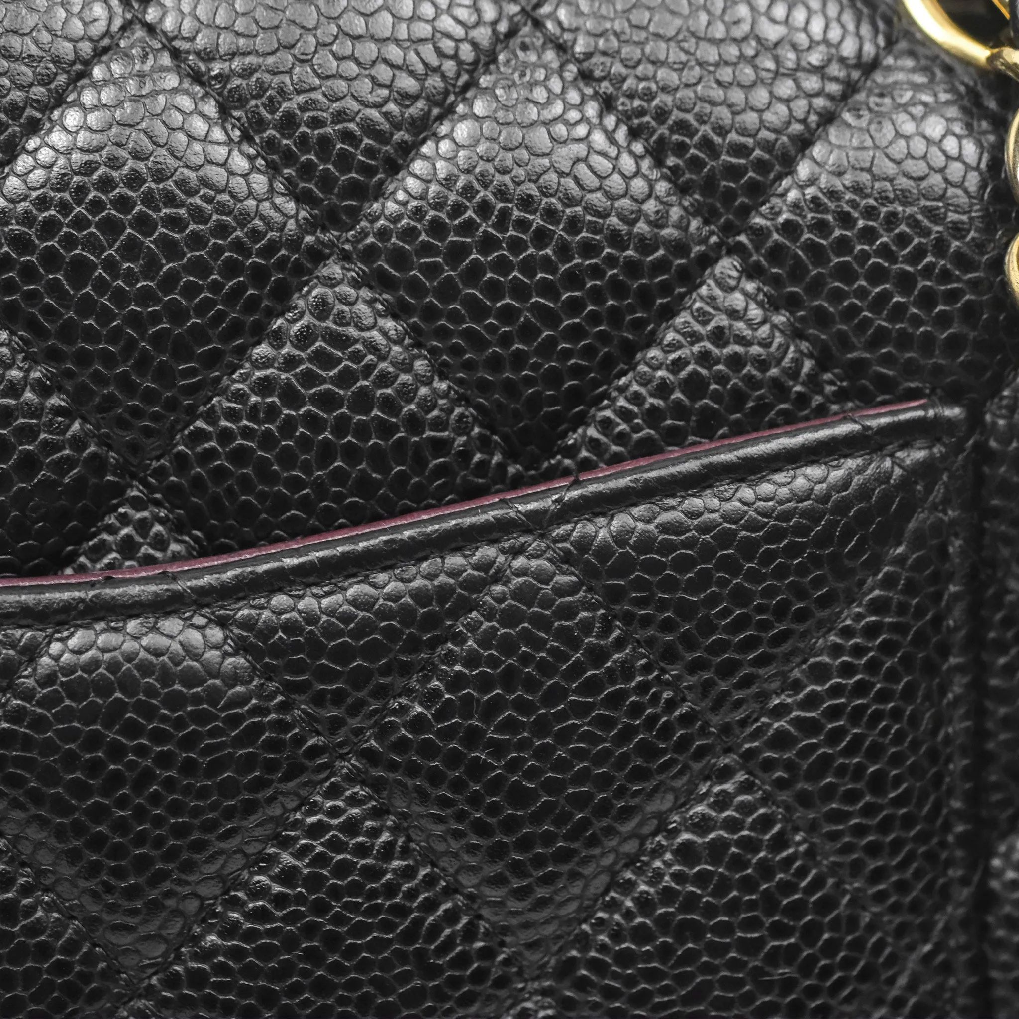 Chanel Classic M/L Medium Flap Quilted Black Caviar Gold Hardware