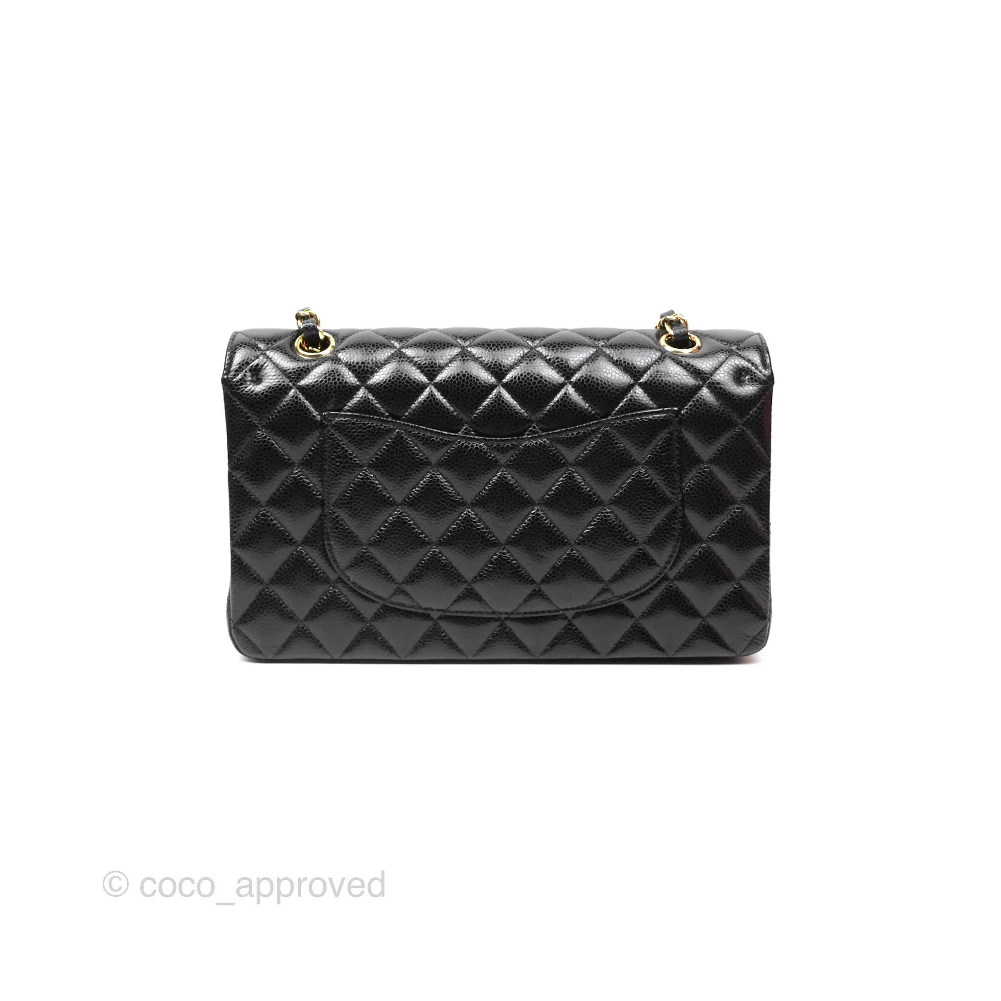 Chanel Classic M/L Medium Flap Quilted Black Caviar Gold Hardware