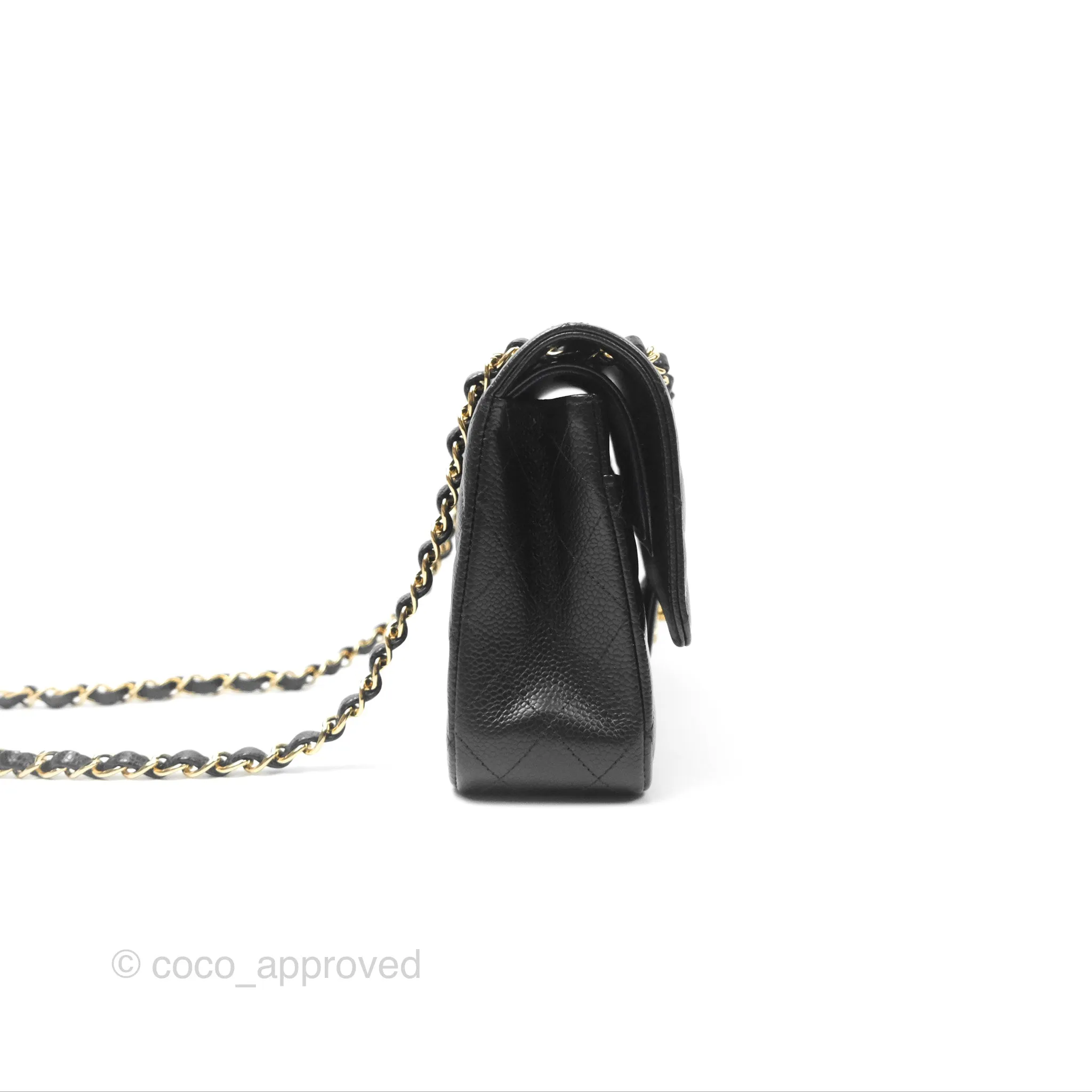 Chanel Classic M/L Medium Flap Quilted Black Caviar Gold Hardware