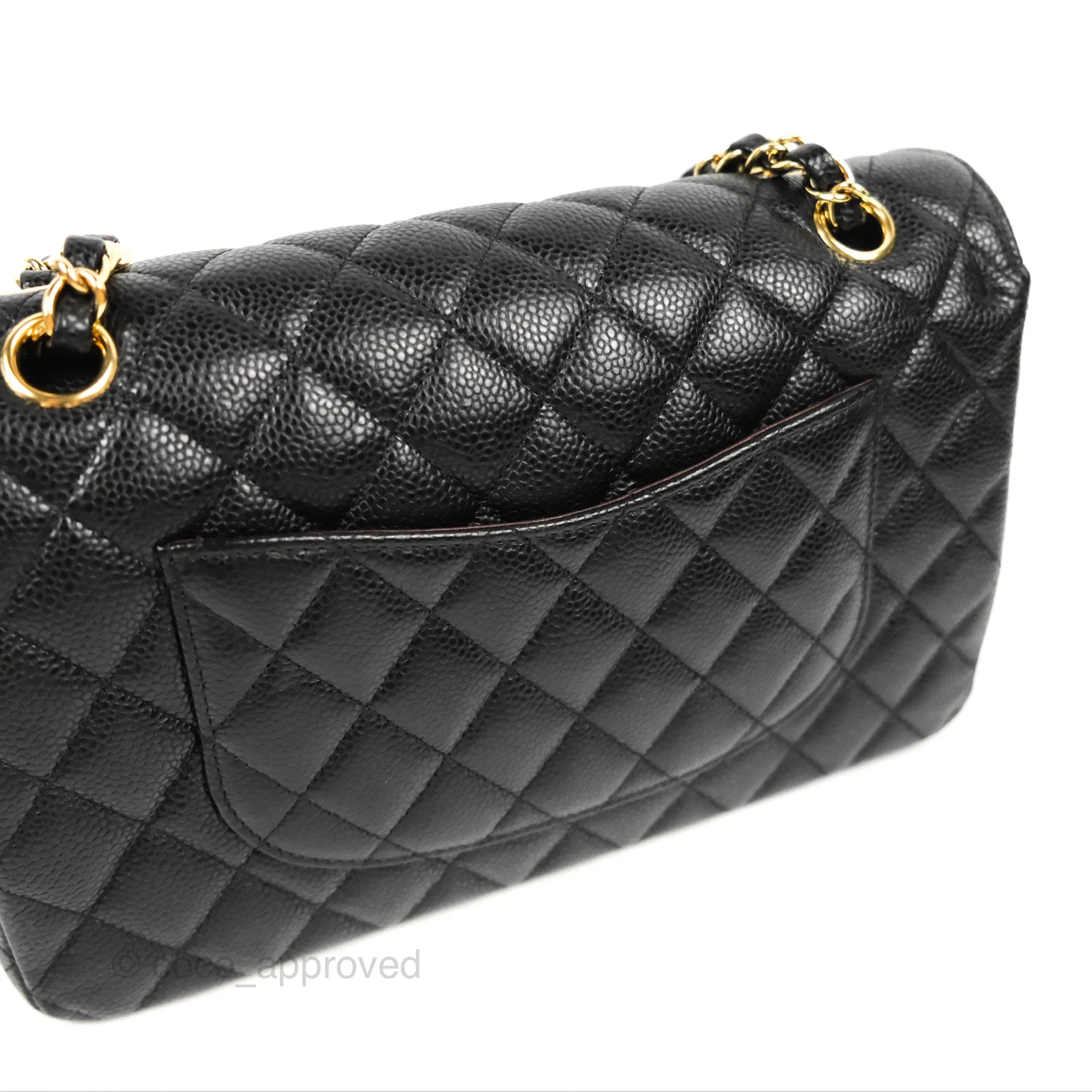 Chanel Classic M/L Medium Flap Quilted Black Caviar Gold Hardware