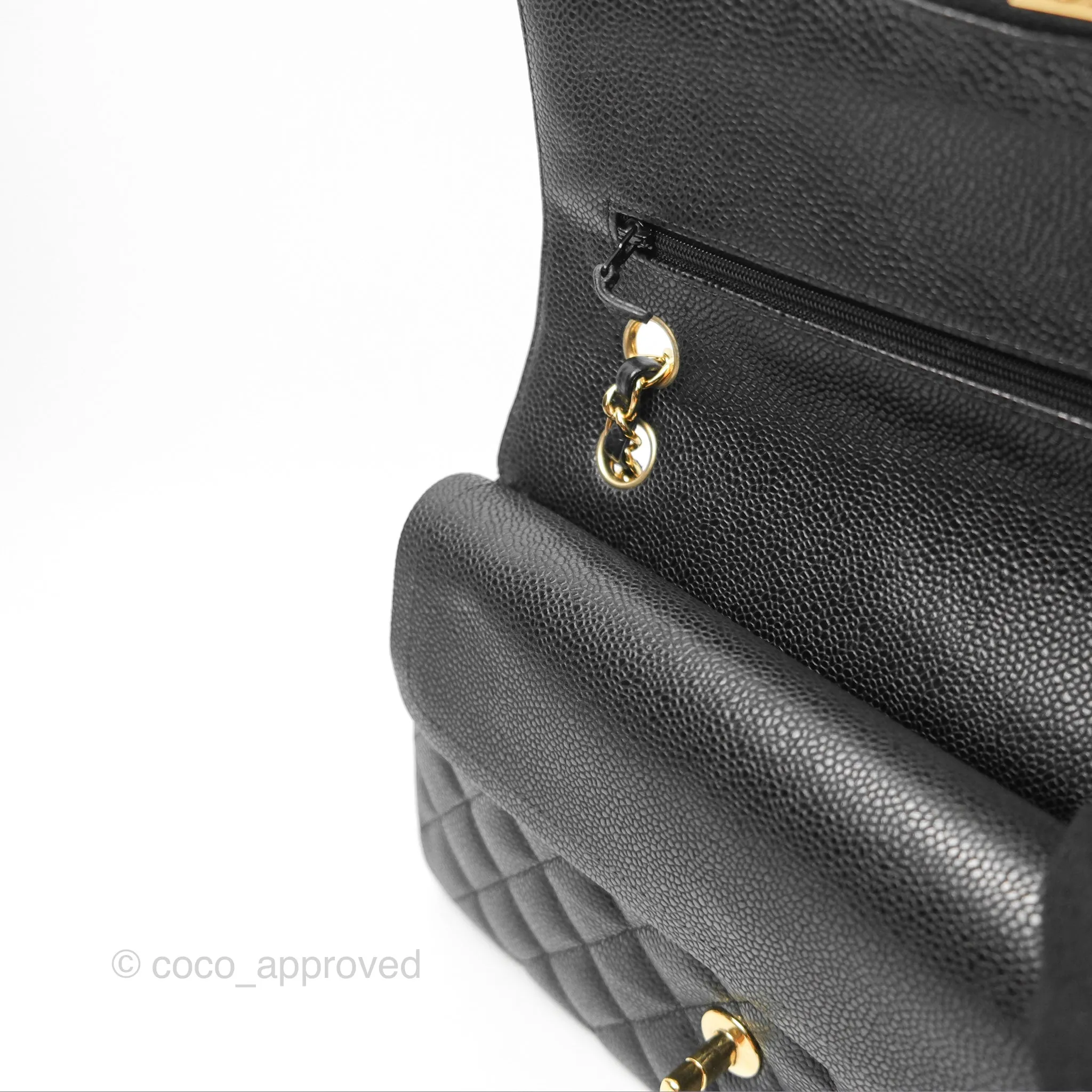 Chanel Classic M/L Medium Flap Quilted Black Caviar Gold Hardware