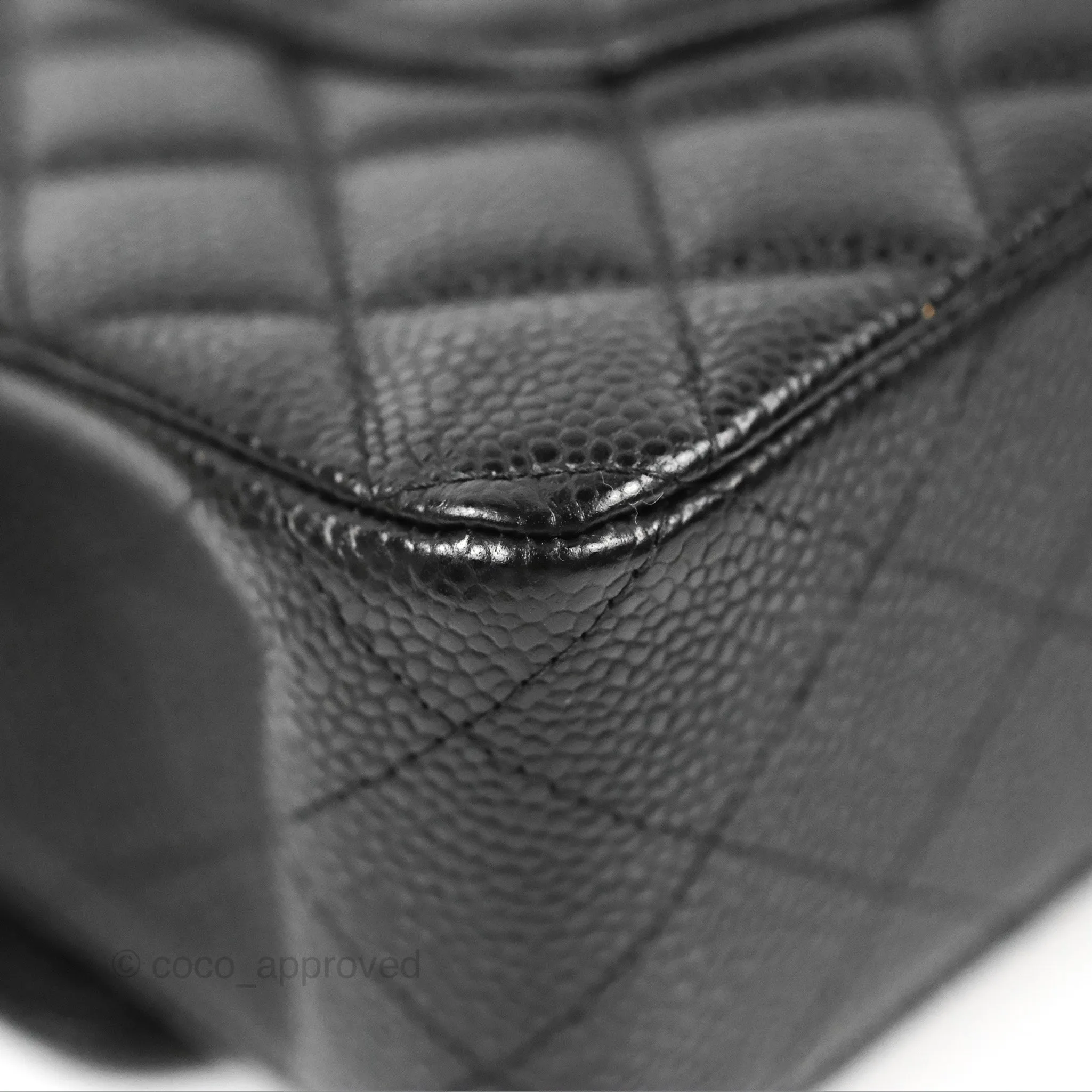 Chanel Classic M/L Medium Flap Quilted Black Caviar Gold Hardware