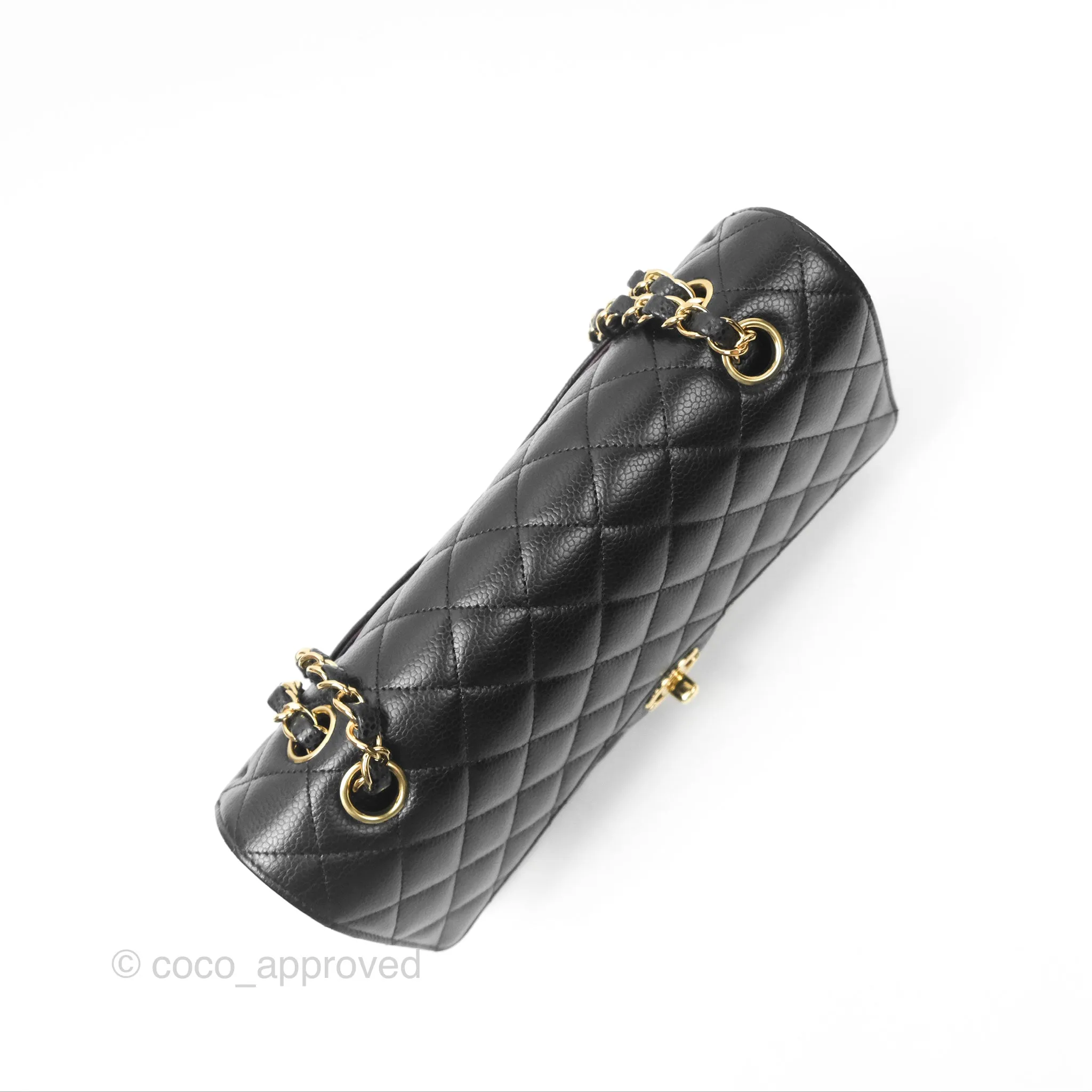 Chanel Classic M/L Medium Flap Quilted Black Caviar Gold Hardware