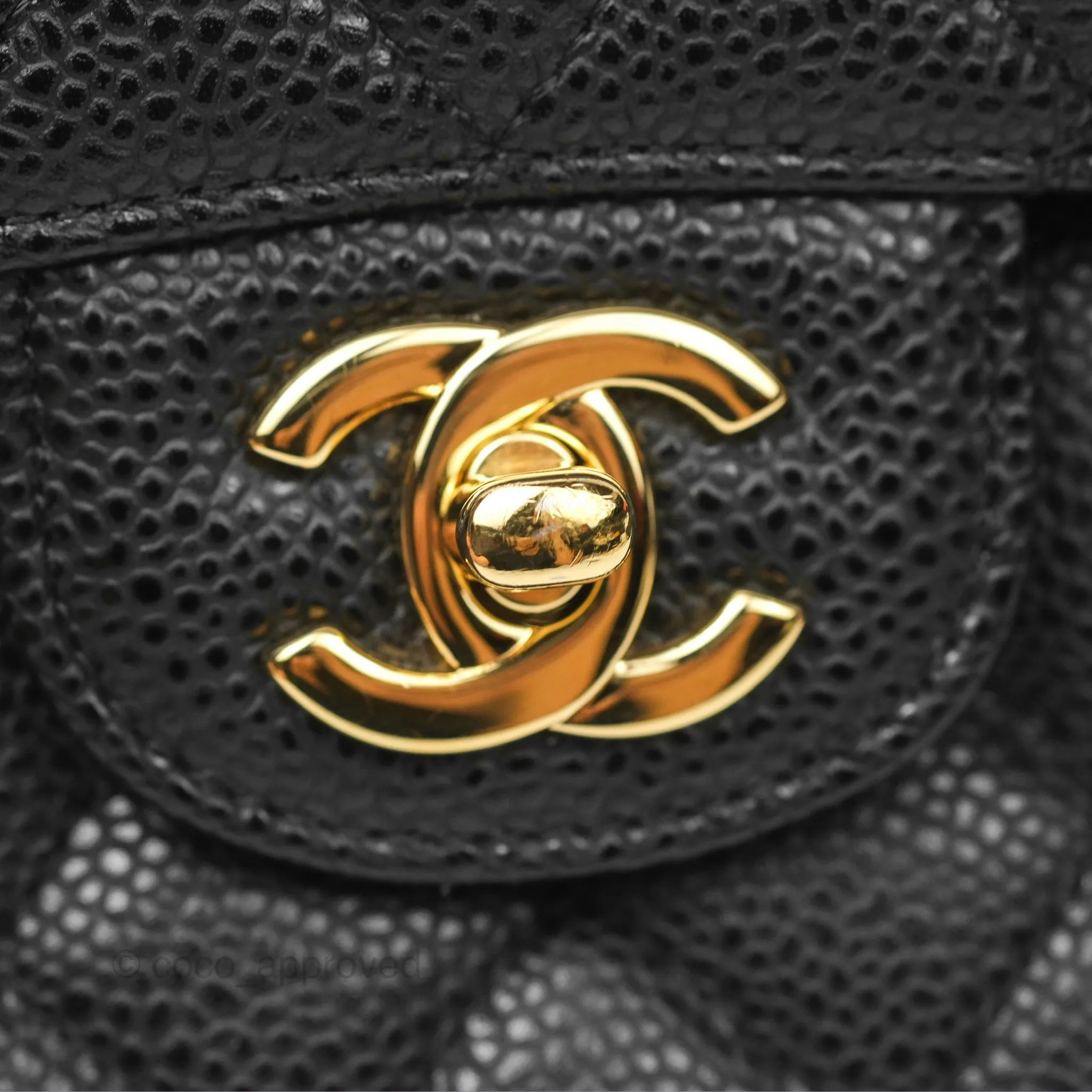 Chanel Classic M/L Medium Flap Quilted Black Caviar Gold Hardware