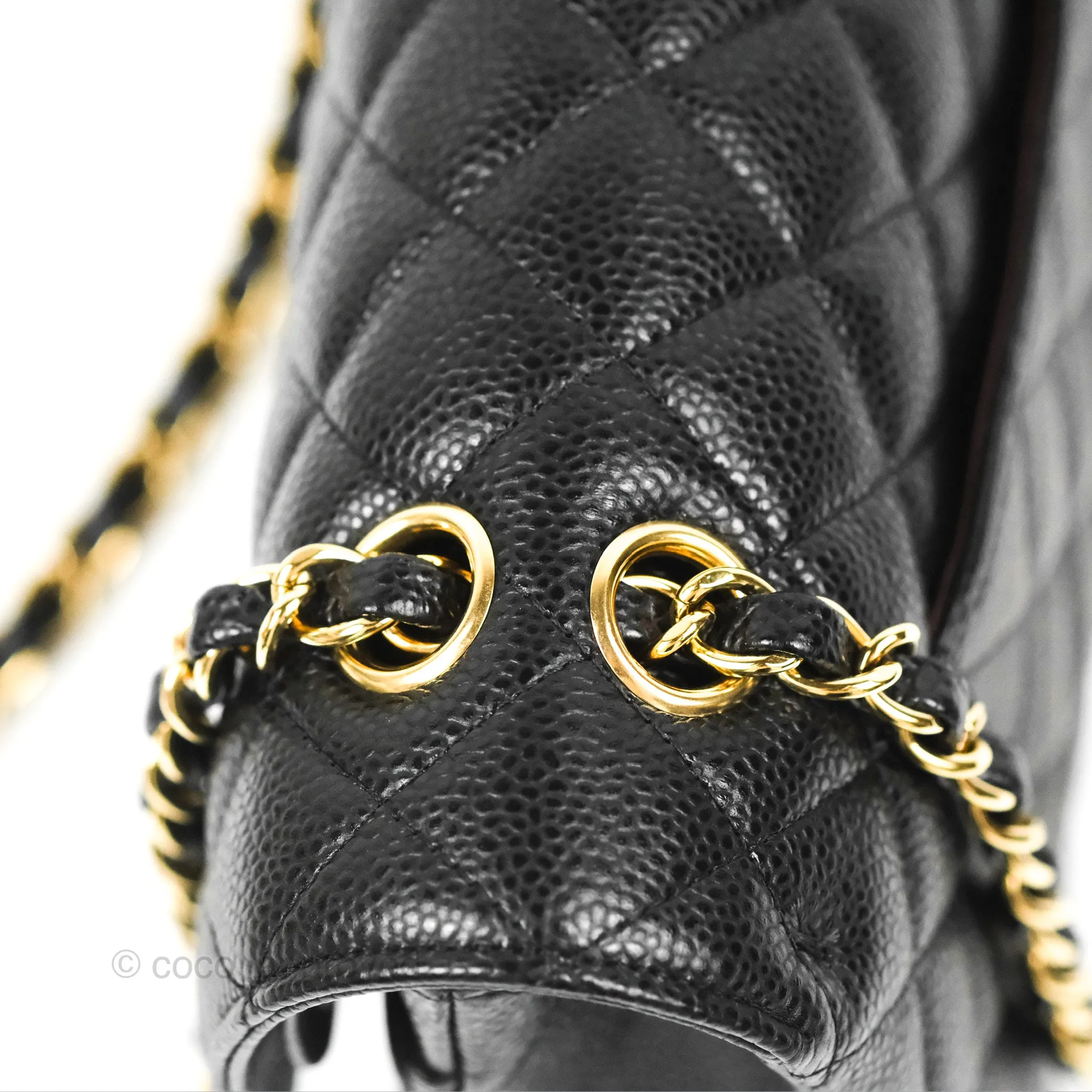 Chanel Classic M/L Medium Flap Quilted Black Caviar Gold Hardware