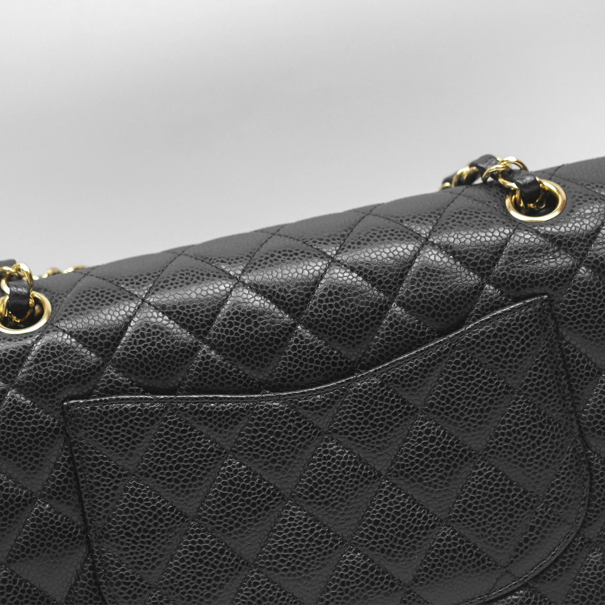Chanel Classic M/L Medium Flap Quilted Black Caviar Gold Hardware