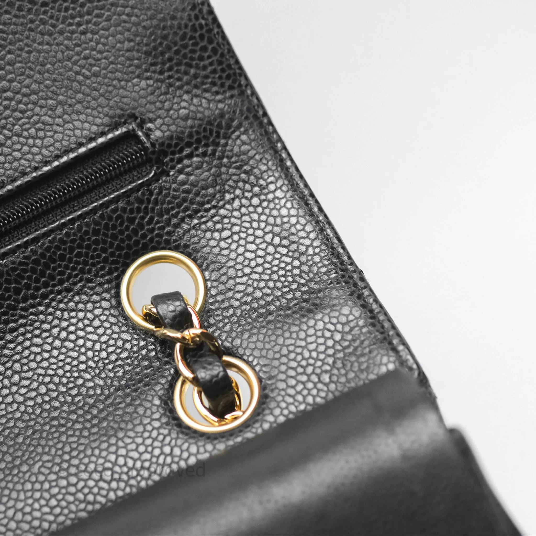 Chanel Classic M/L Medium Flap Quilted Black Caviar Gold Hardware