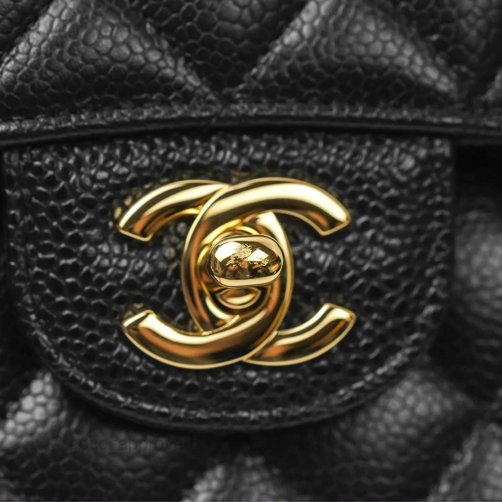 Chanel Classic M/L Medium Flap Quilted Black Caviar Gold Hardware