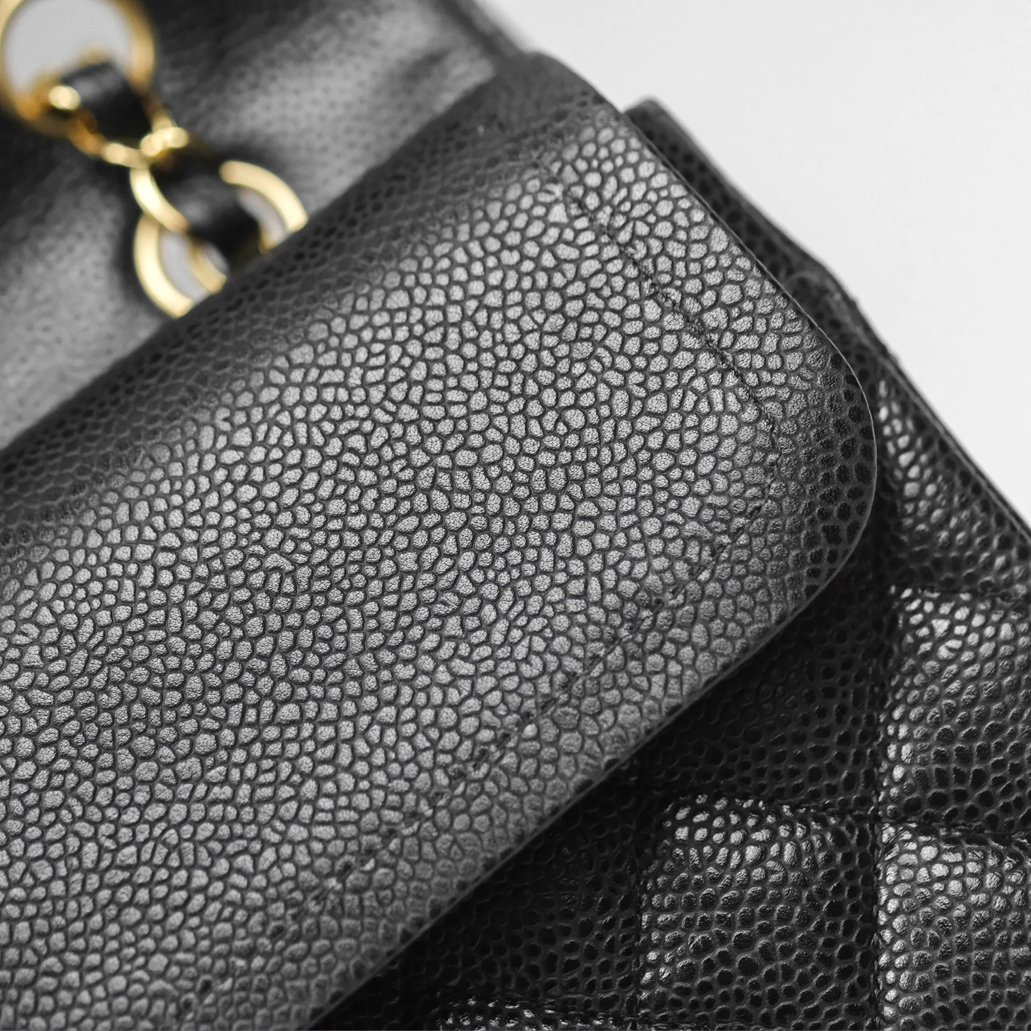 Chanel Classic M/L Medium Flap Quilted Black Caviar Gold Hardware