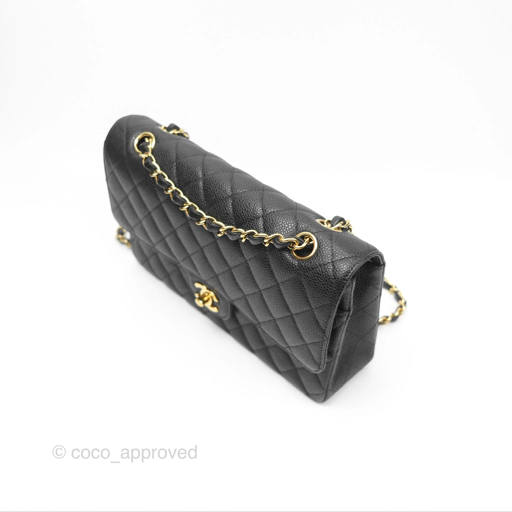 Chanel Classic M/L Medium Flap Quilted Black Caviar Gold Hardware