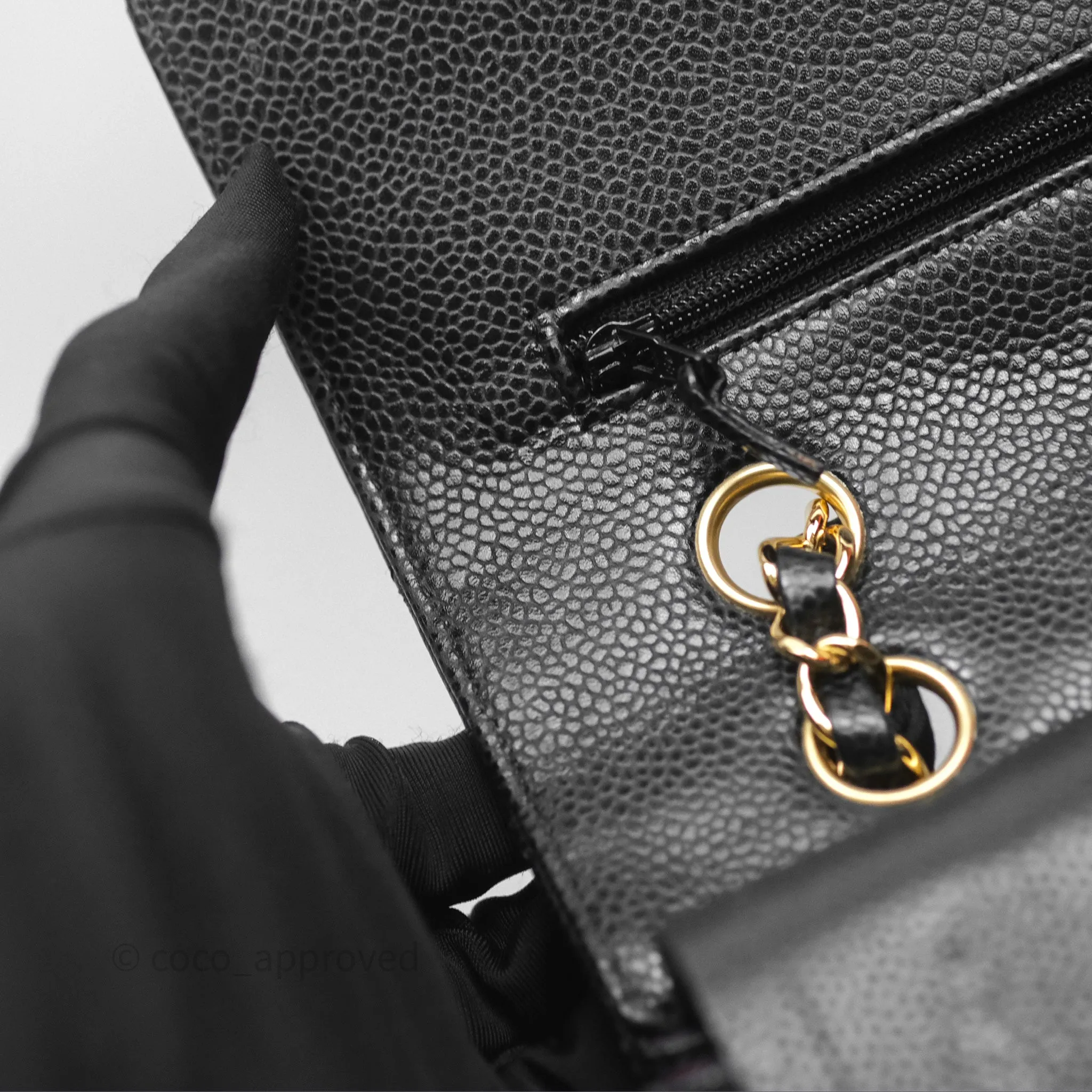 Chanel Classic M/L Medium Flap Quilted Black Caviar Gold Hardware