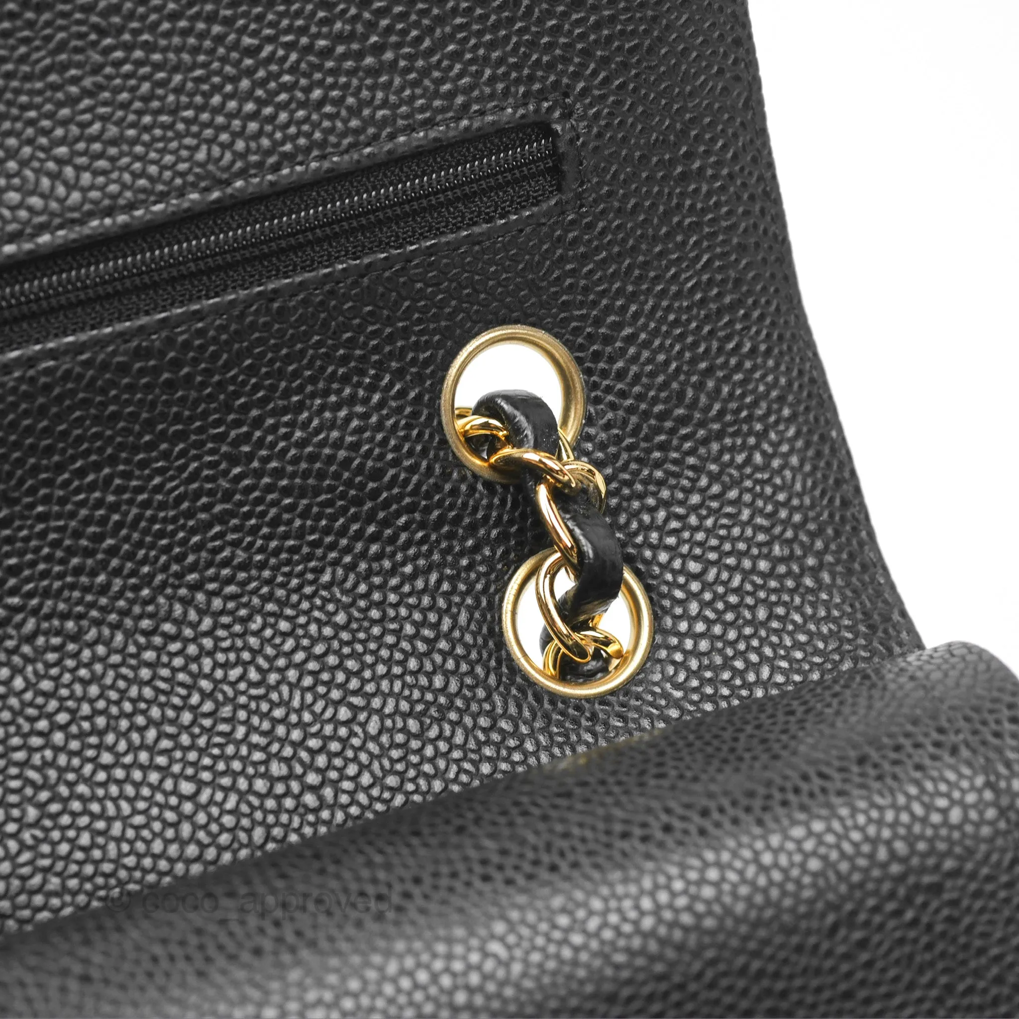 Chanel Classic M/L Medium Flap Quilted Black Caviar Gold Hardware