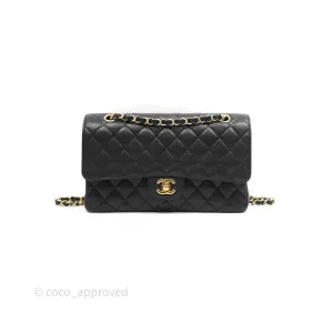 Chanel Classic M/L Medium Flap Quilted Black Caviar Gold Hardware