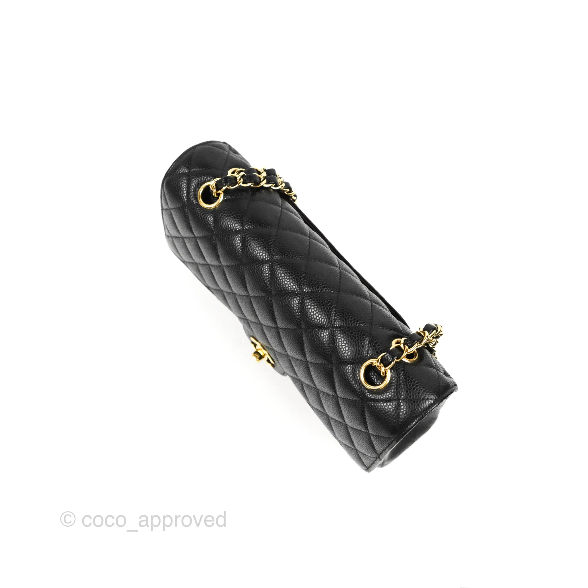 Chanel Classic M/L Medium Flap Quilted Black Caviar Gold Hardware