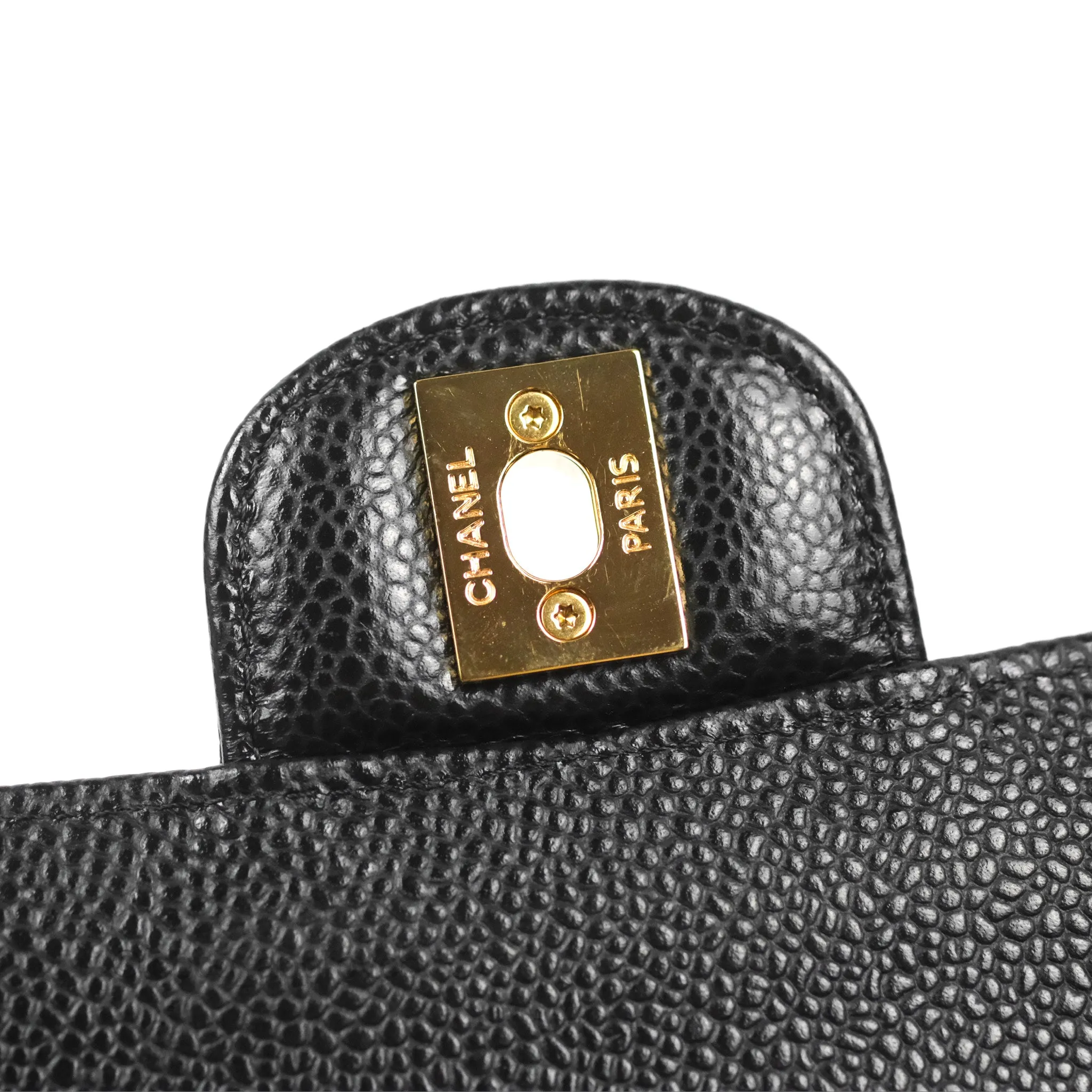 Chanel Classic M/L Medium Flap Quilted Black Caviar Gold Hardware