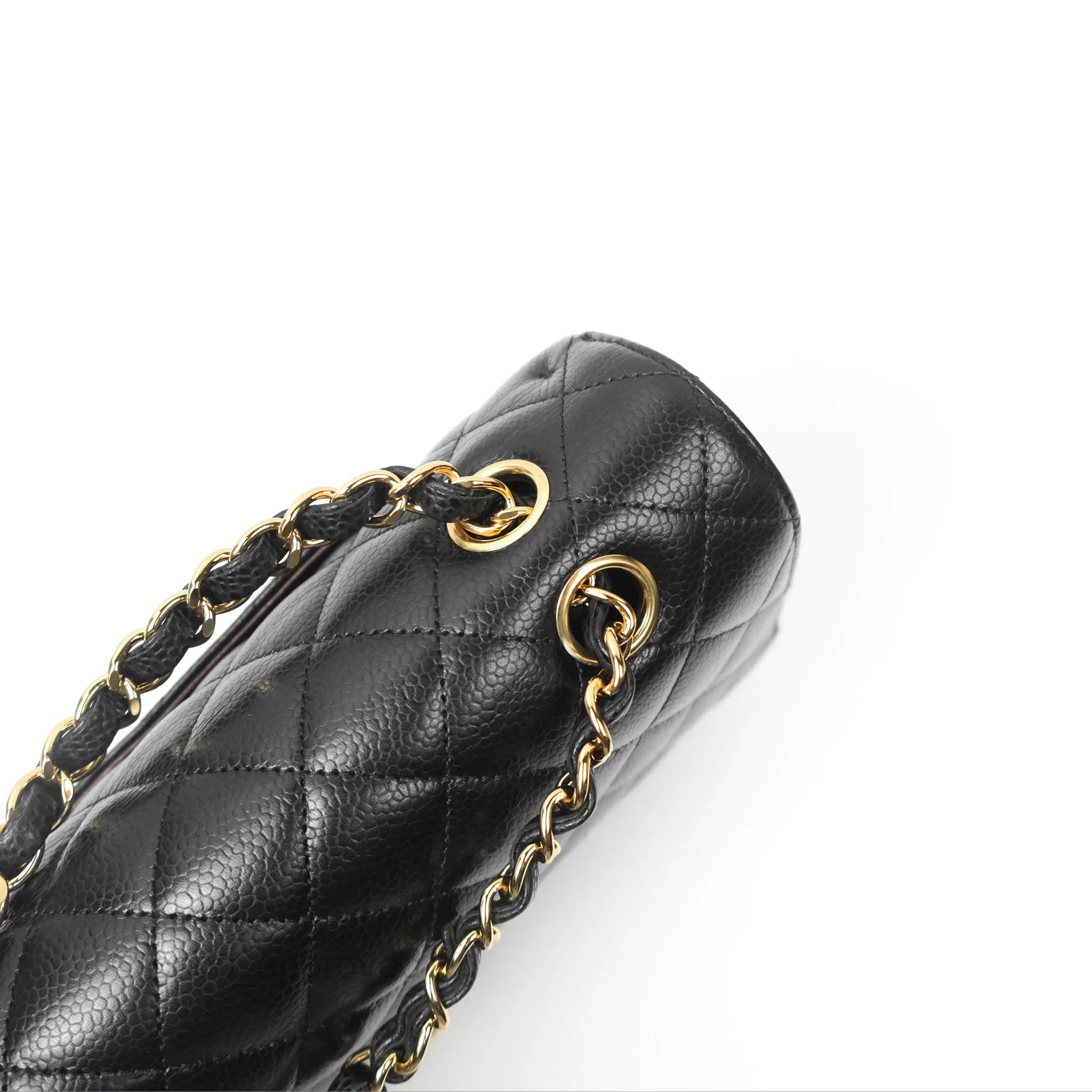 Chanel Classic M/L Medium Flap Quilted Black Caviar Gold Hardware