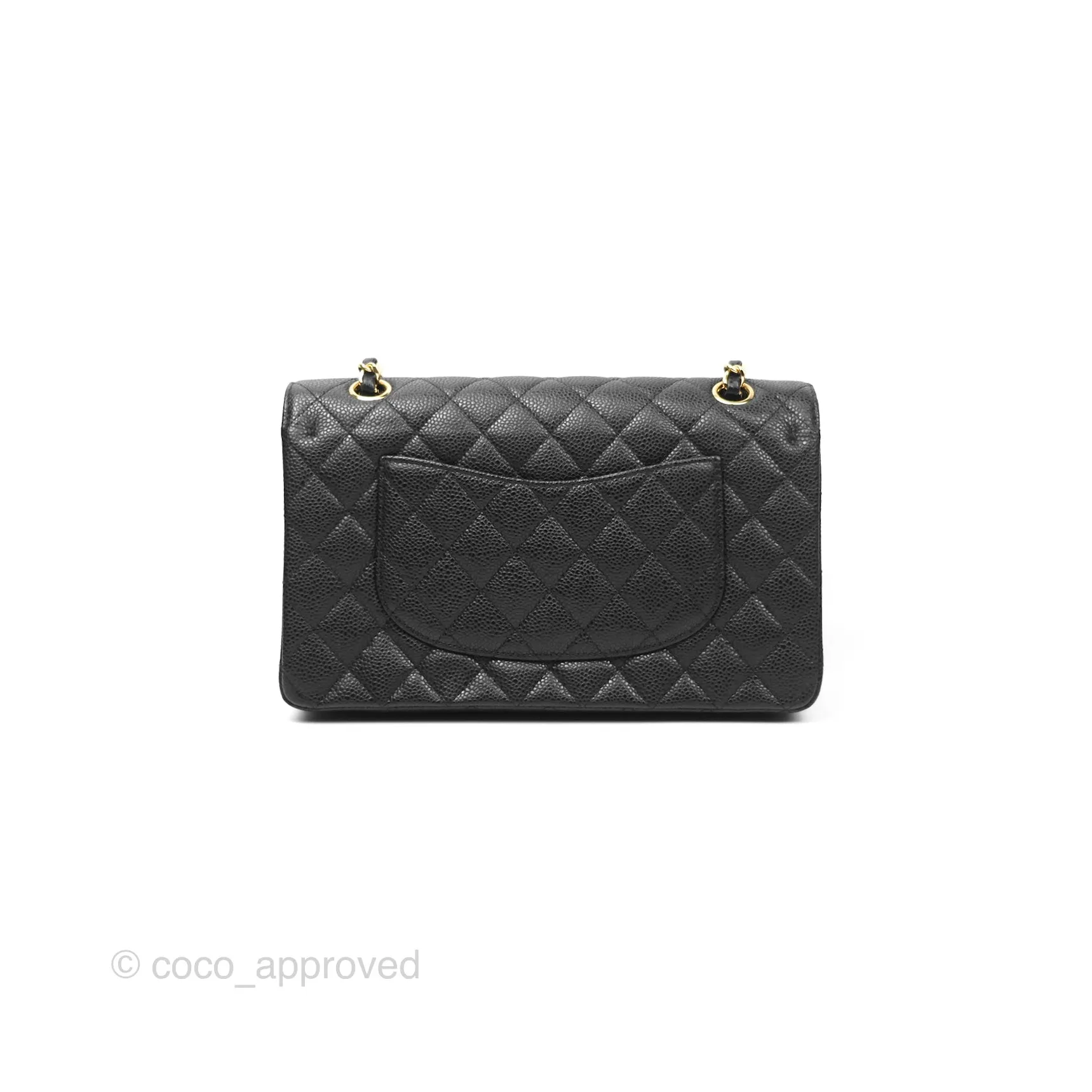 Chanel Classic M/L Medium Flap Quilted Black Caviar Gold Hardware