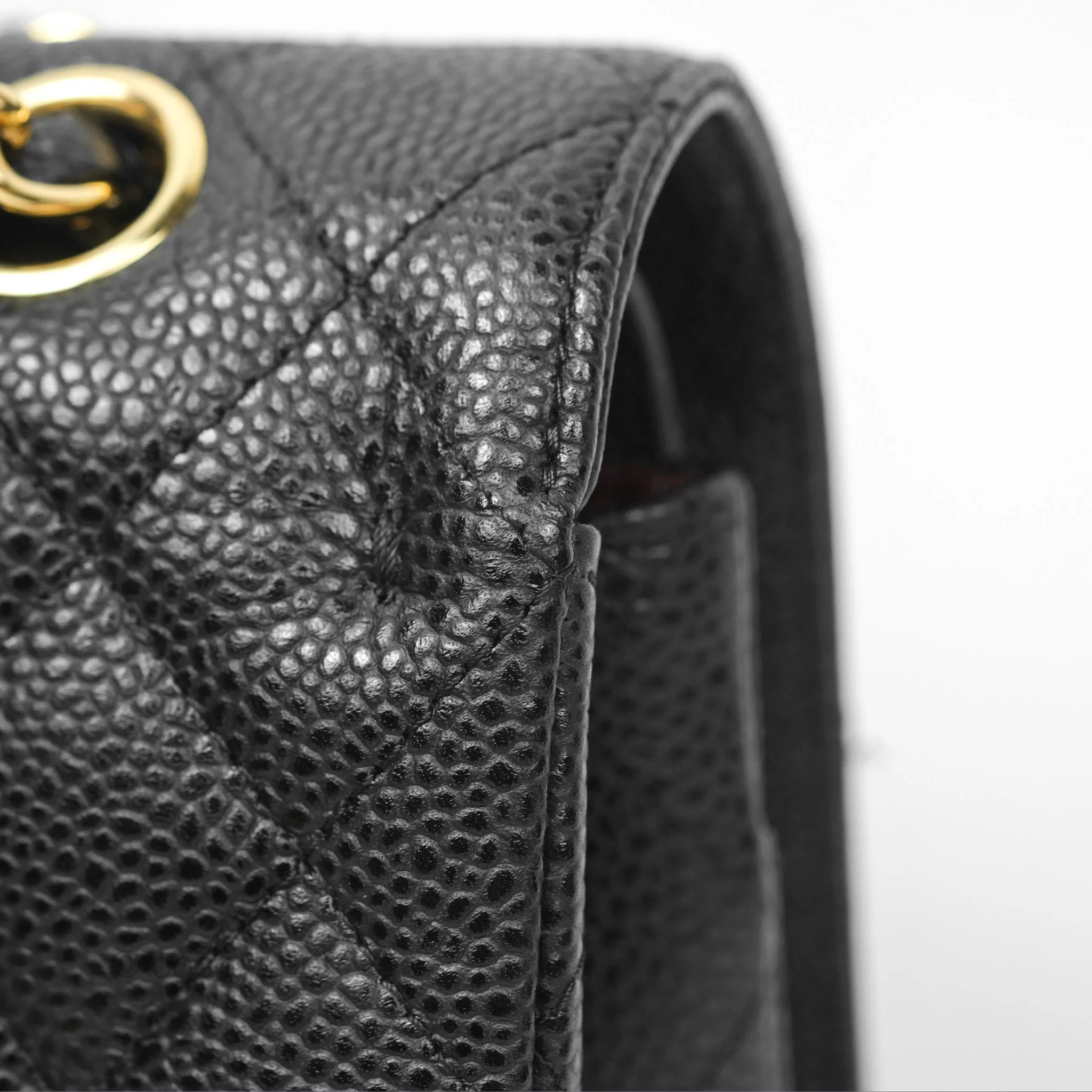 Chanel Classic M/L Medium Flap Quilted Black Caviar Gold Hardware