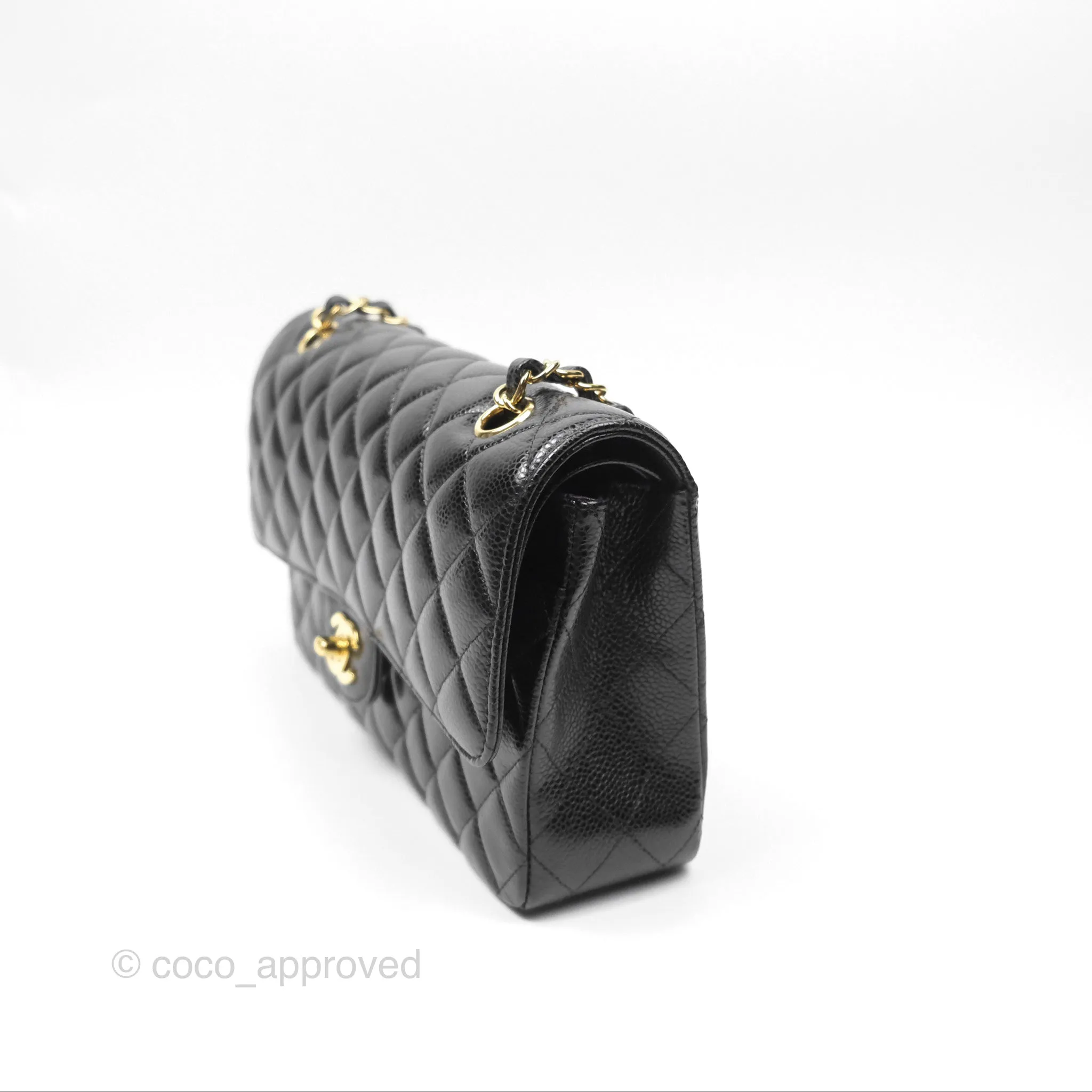 Chanel Classic M/L Medium Flap Quilted Black Caviar Gold Hardware