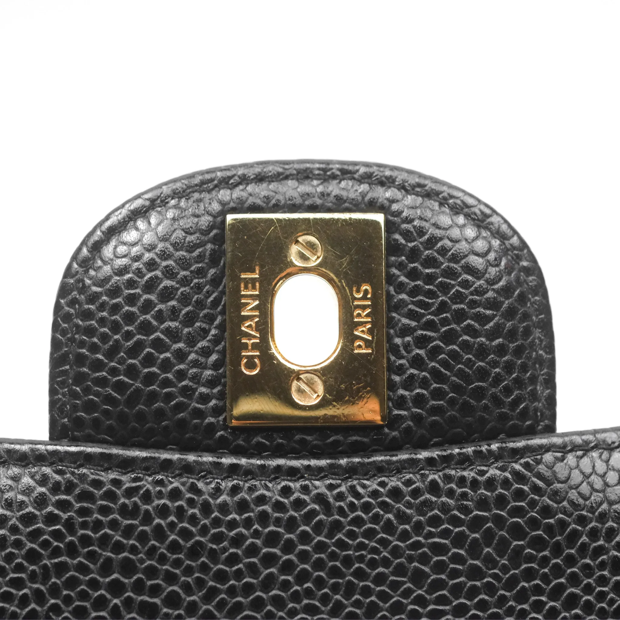 Chanel Classic M/L Medium Flap Quilted Black Caviar Gold Hardware