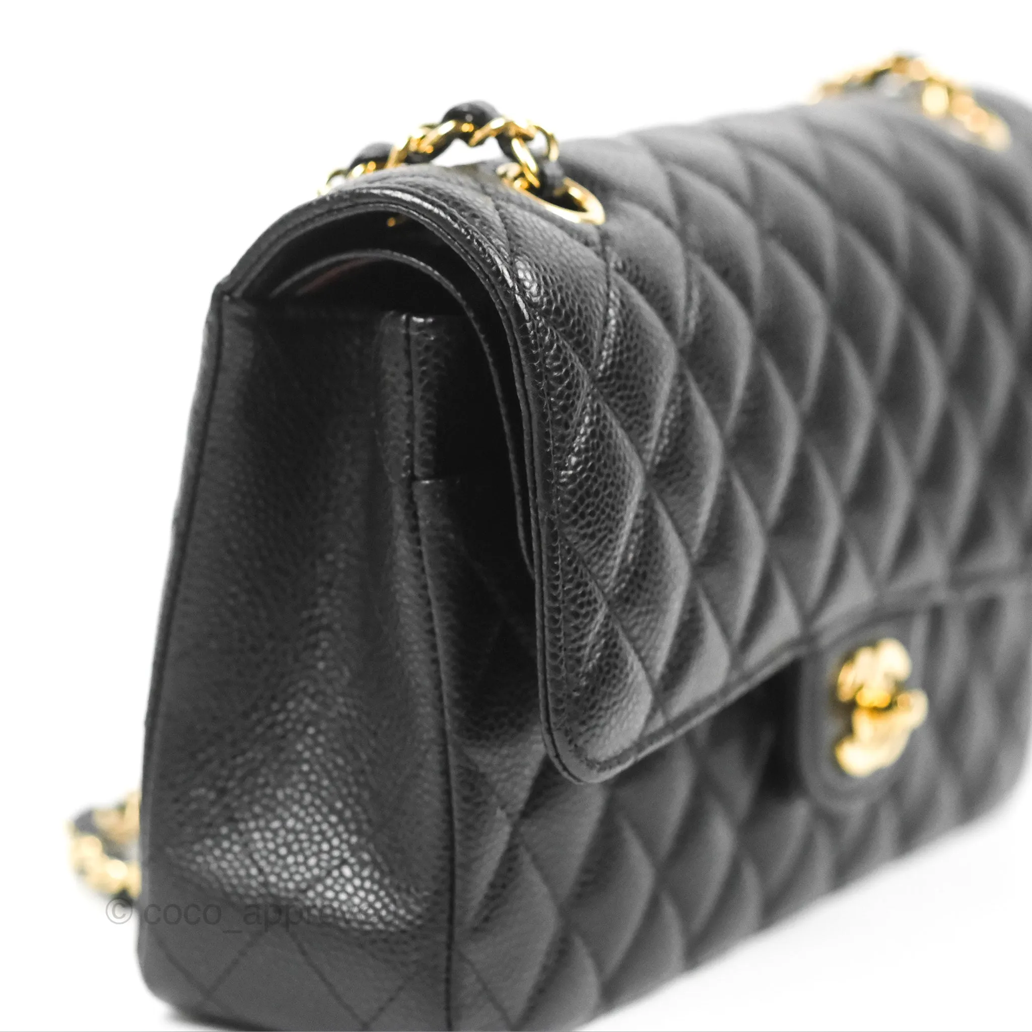 Chanel Classic M/L Medium Flap Quilted Black Caviar Gold Hardware