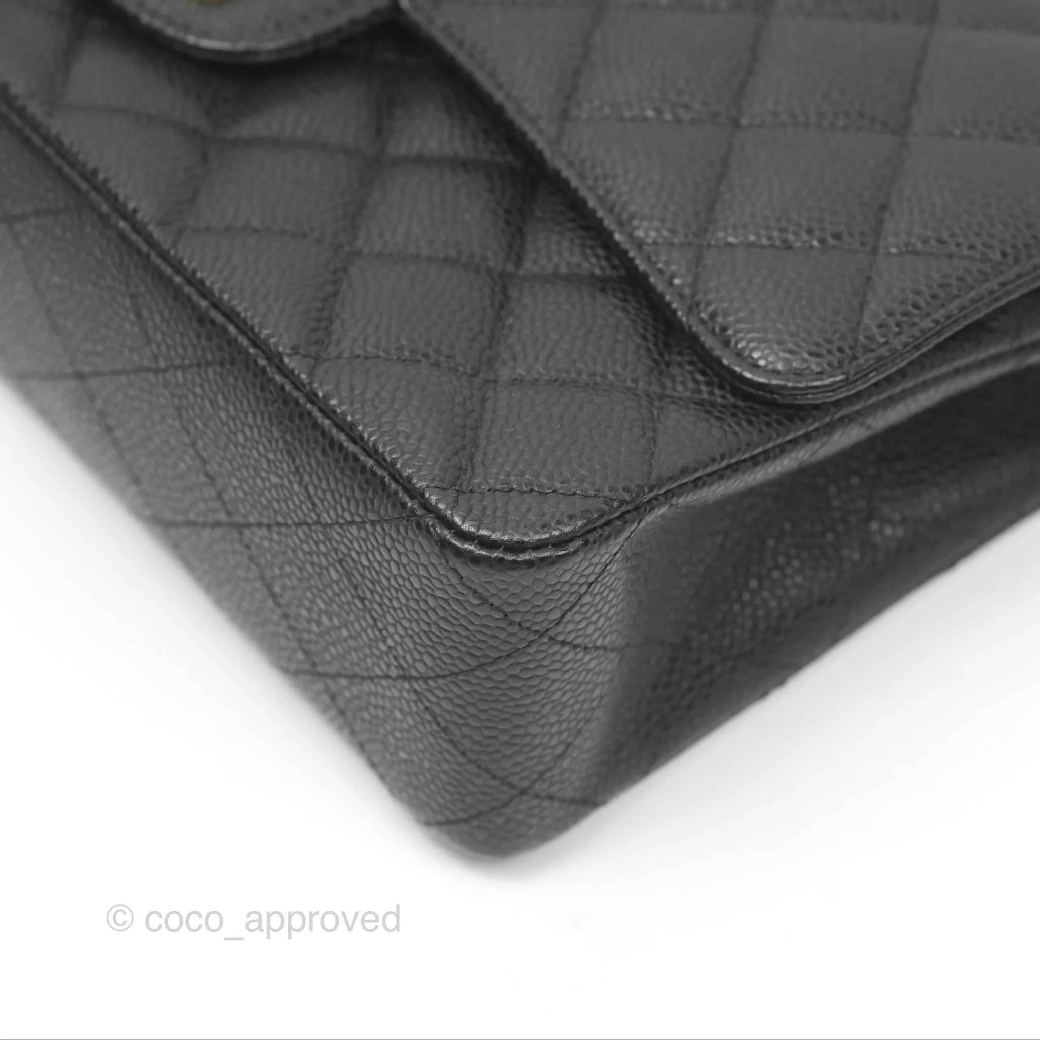 Chanel Classic M/L Medium Flap Quilted Black Caviar Gold Hardware