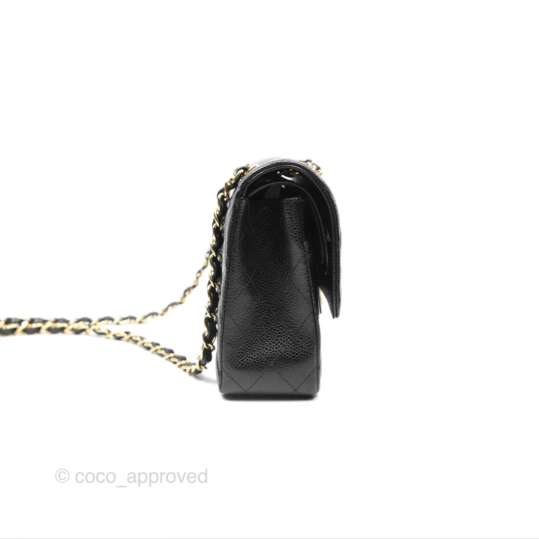 Chanel Classic M/L Medium Flap Quilted Black Caviar Gold Hardware