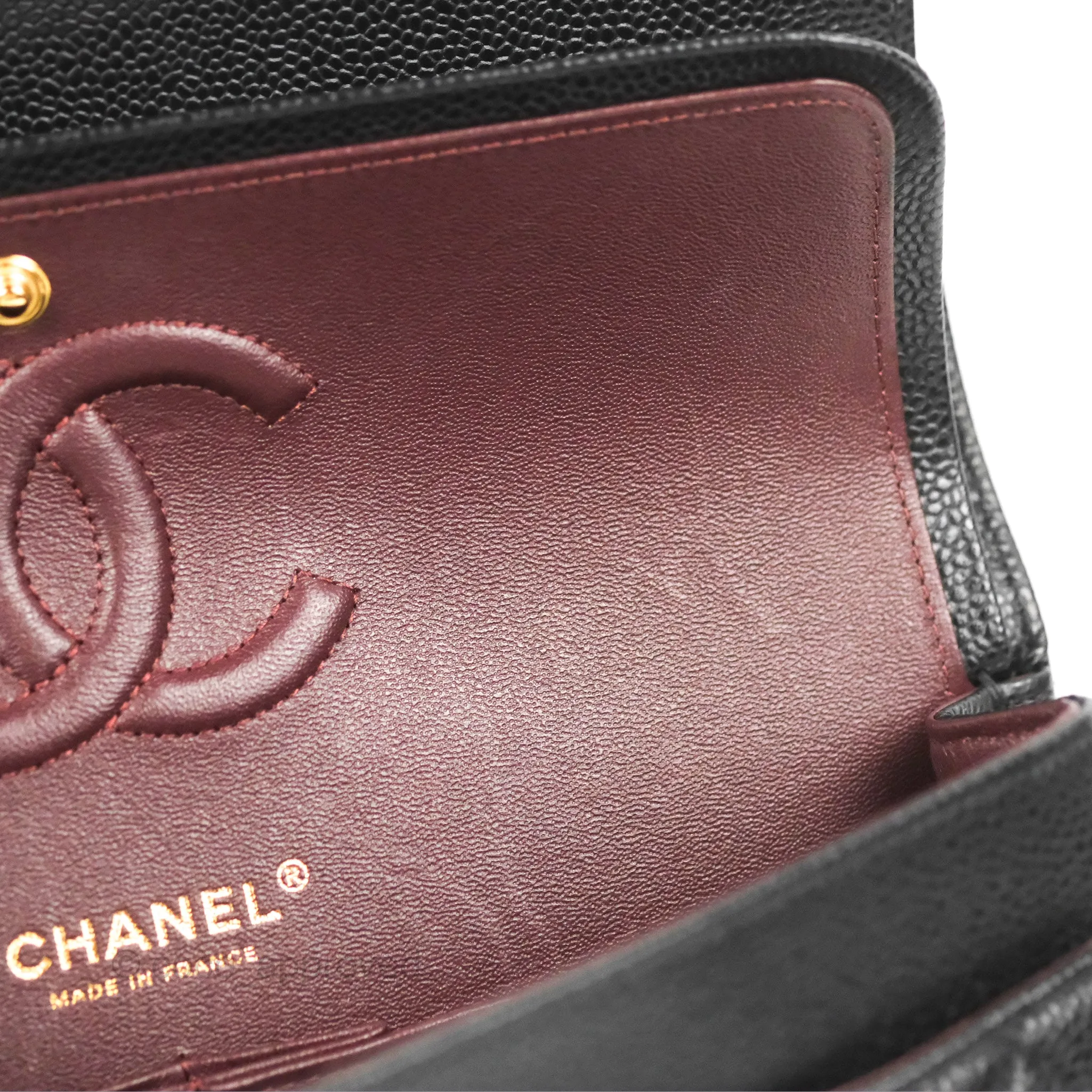 Chanel Classic M/L Medium Flap Quilted Black Caviar Gold Hardware