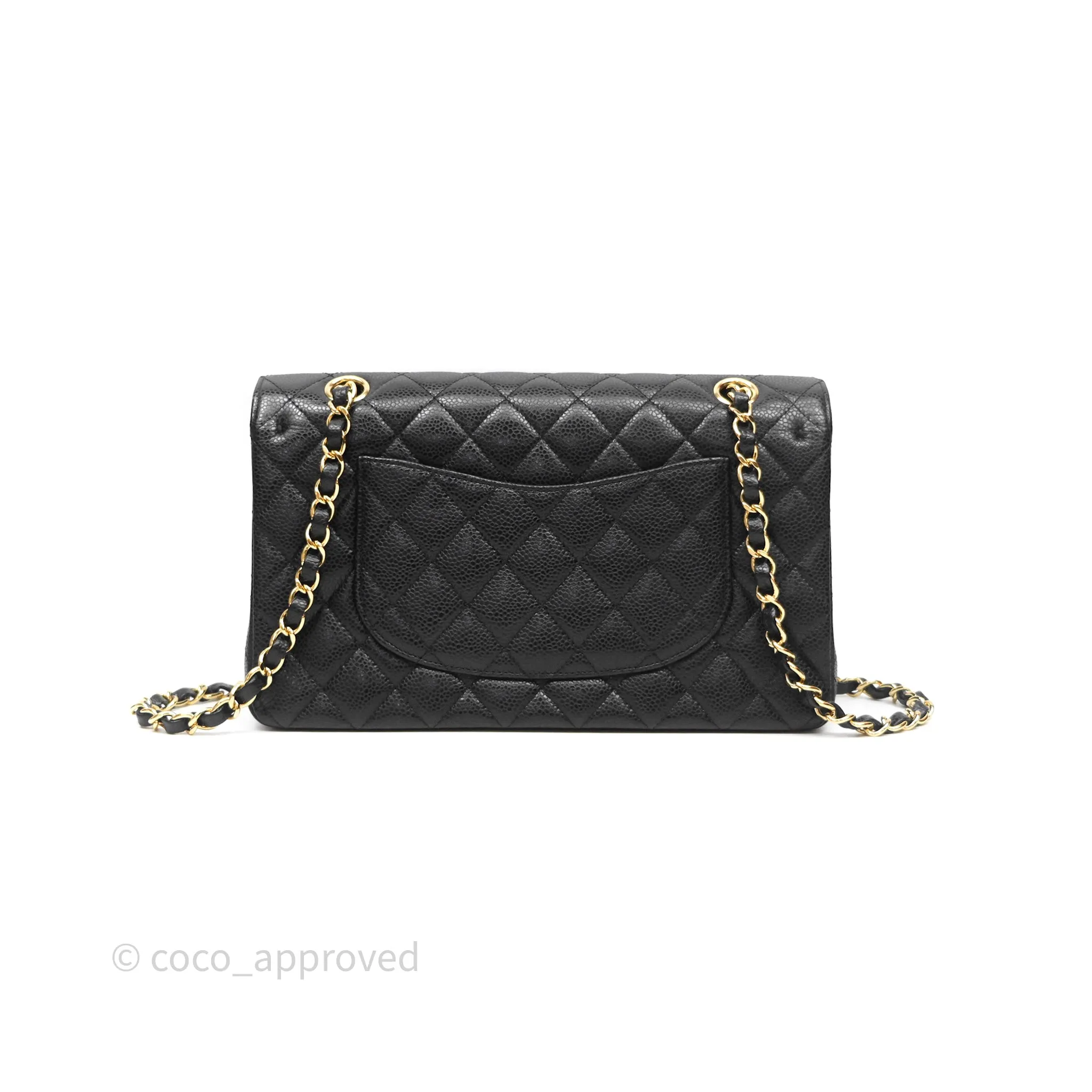 Chanel Classic M/L Medium Flap Quilted Black Caviar Gold Hardware