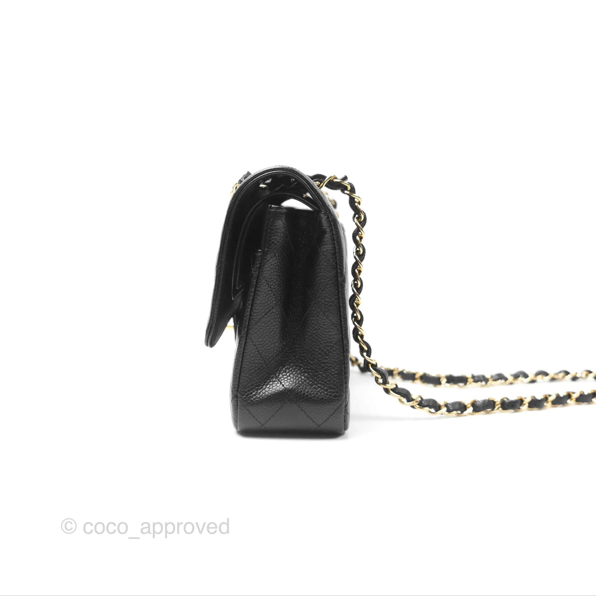 Chanel Classic M/L Medium Flap Quilted Black Caviar Gold Hardware