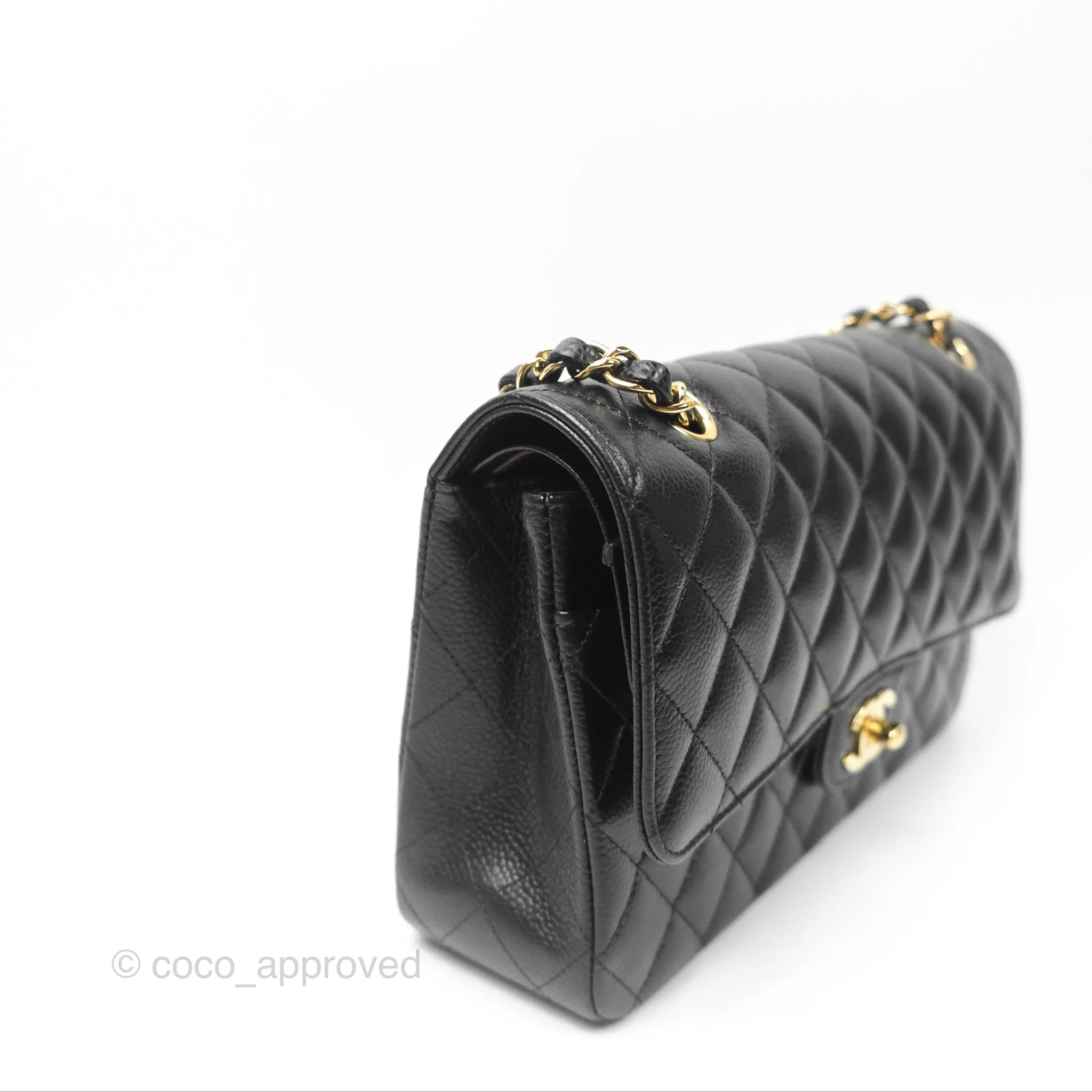 Chanel Classic M/L Medium Flap Quilted Black Caviar Gold Hardware