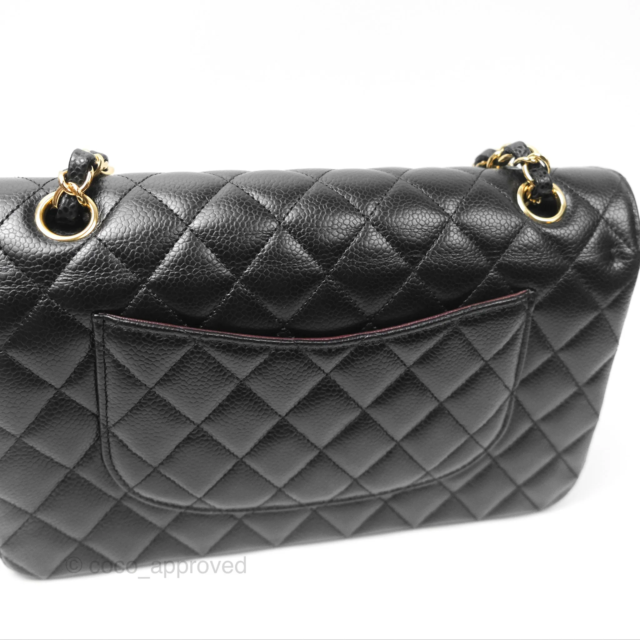 Chanel Classic M/L Medium Flap Quilted Black Caviar Gold Hardware