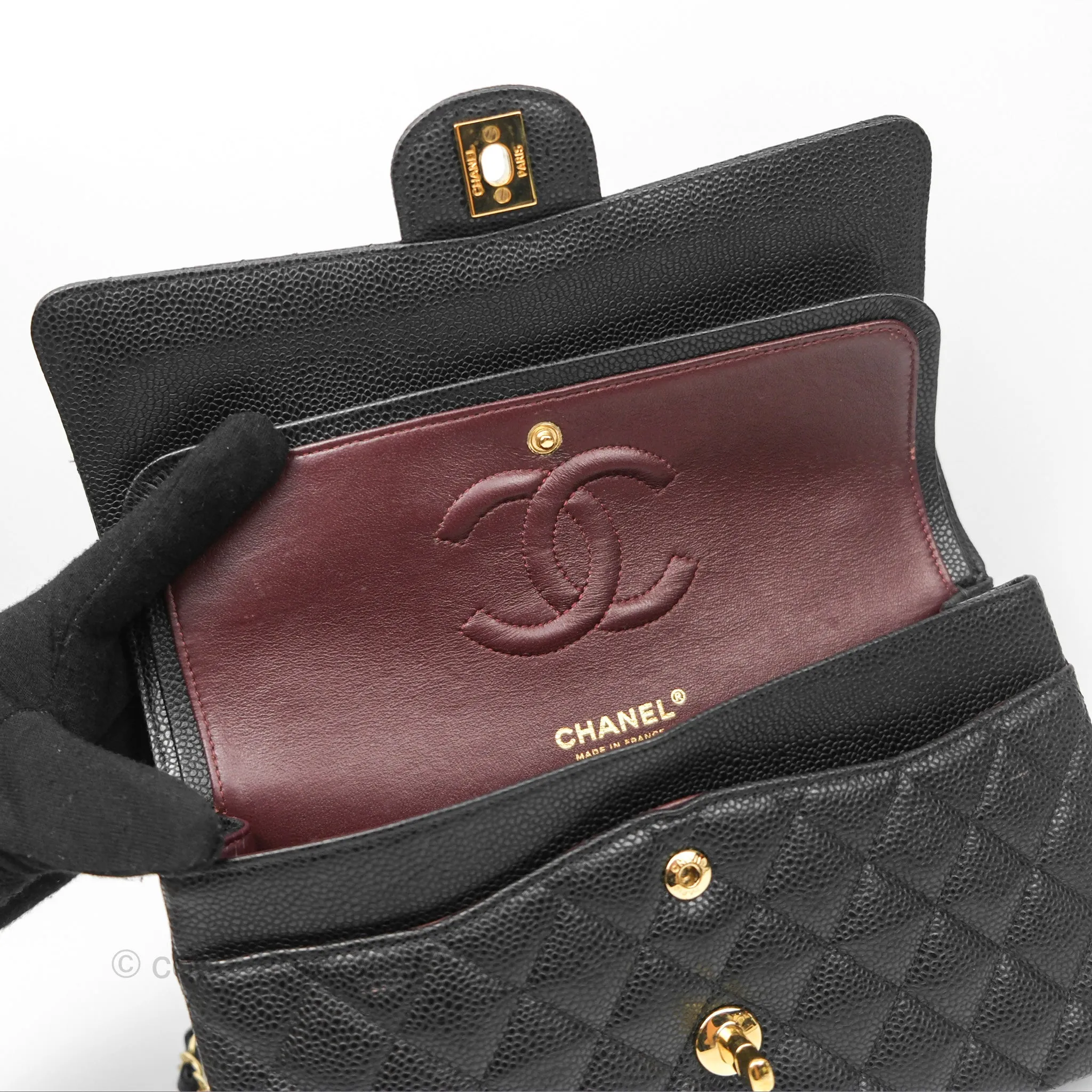 Chanel Classic M/L Medium Flap Quilted Black Caviar Gold Hardware