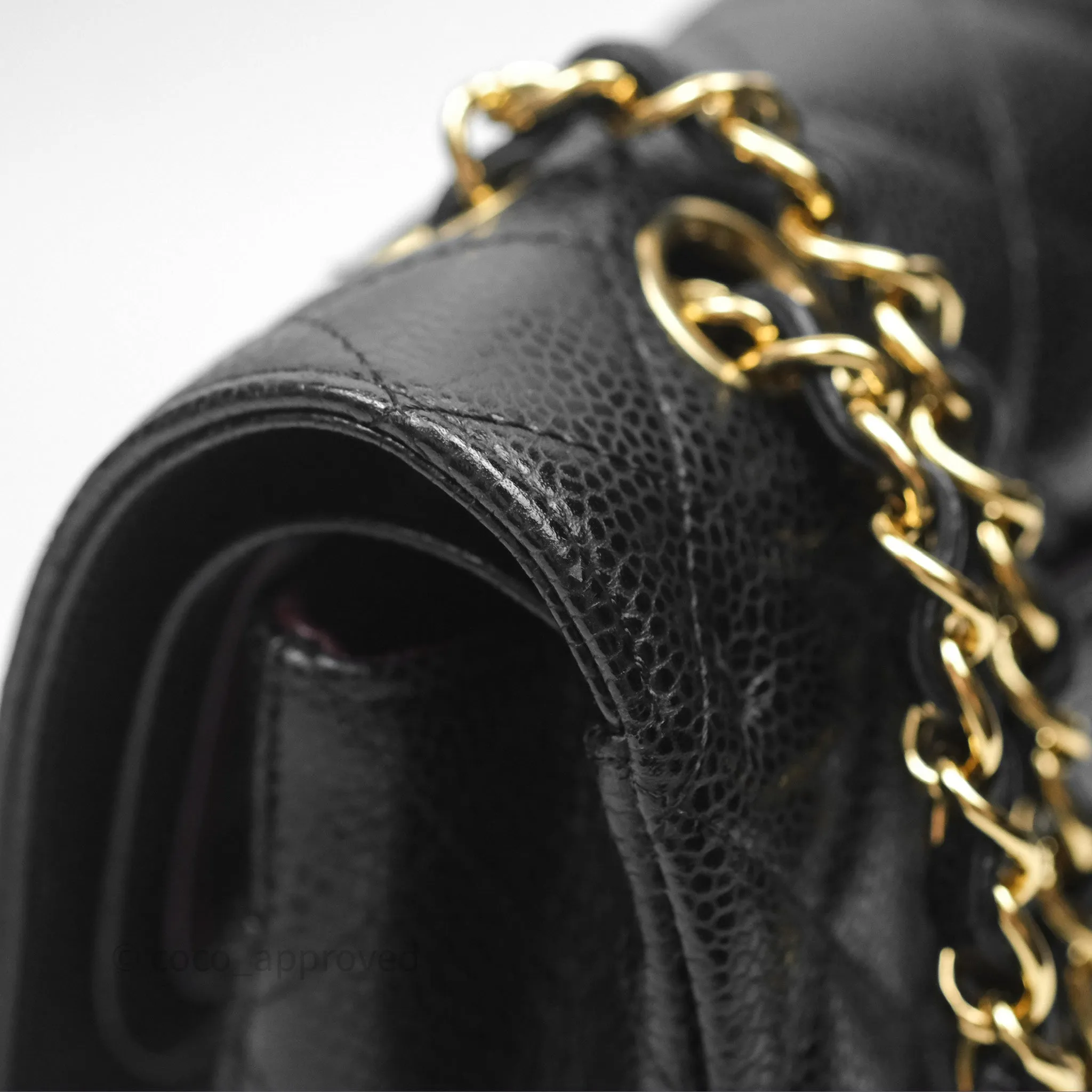 Chanel Classic M/L Medium Flap Quilted Black Caviar Gold Hardware